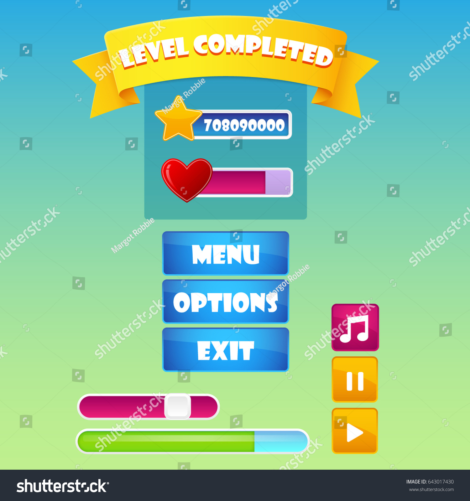 Main Game Menu Set Cute Elements Stock Vector Royalty Free 643017430