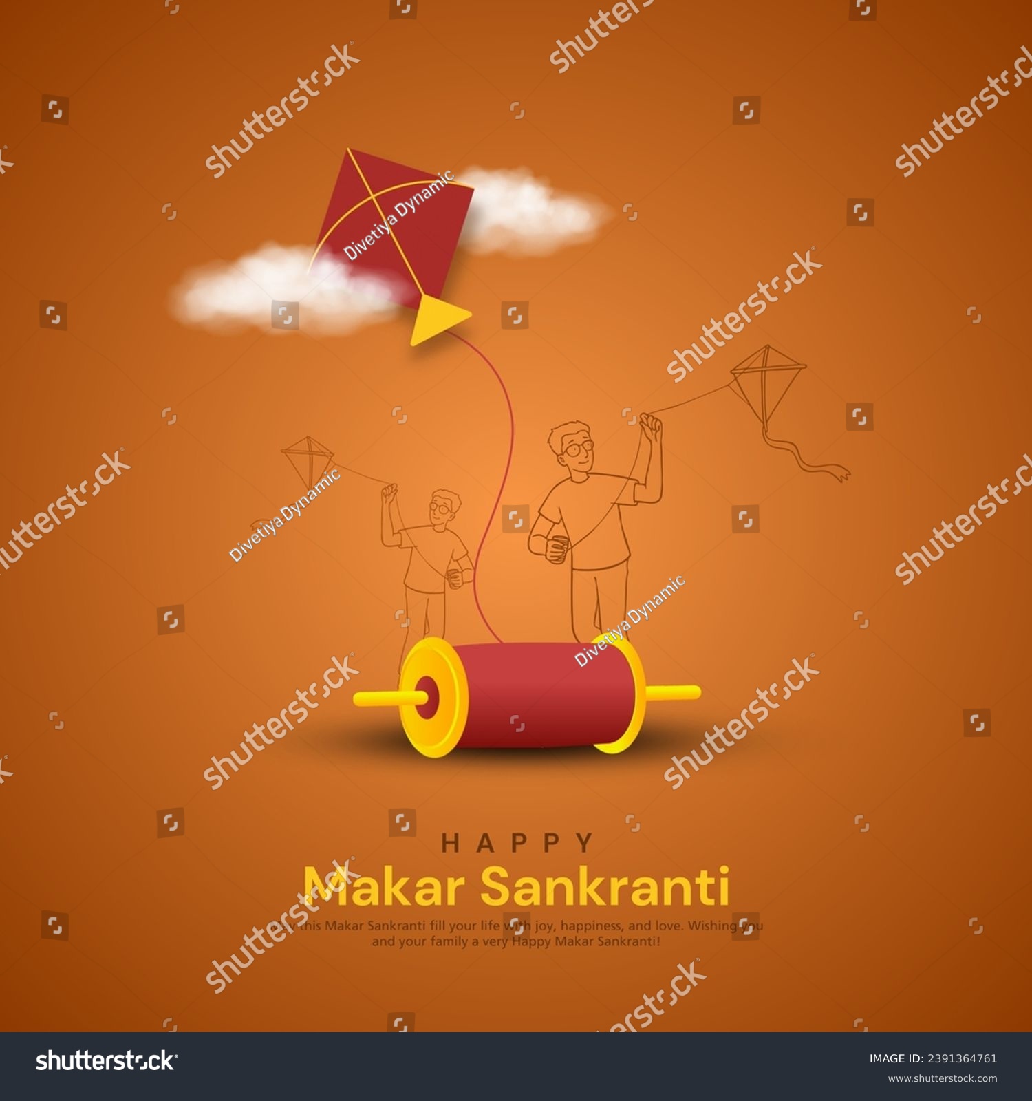 SVG of Makar sankranti boy flying kite line drawing with string spool and kite. Creative vector illustration. svg