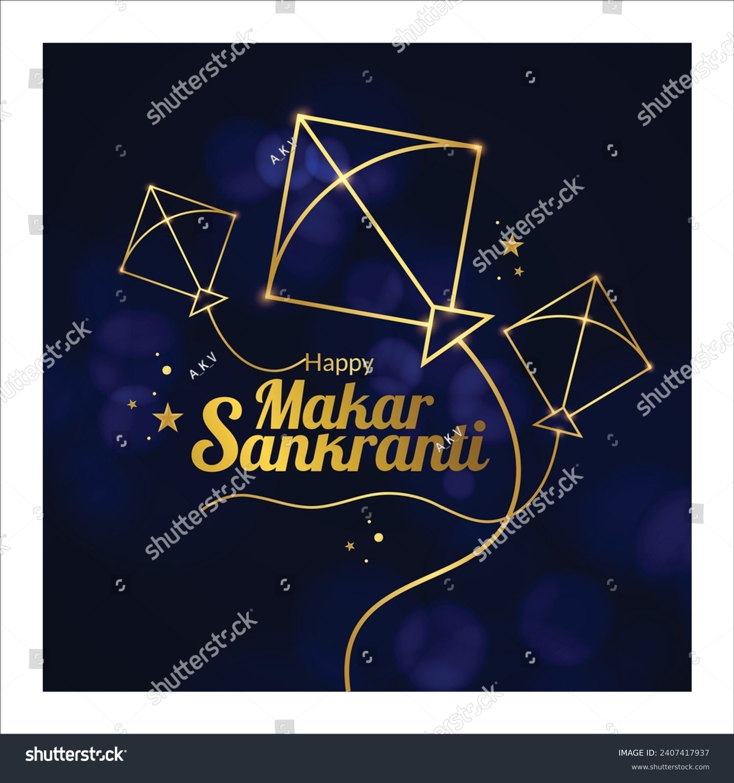 SVG of Makar Sankranti India festival with golden kites svg