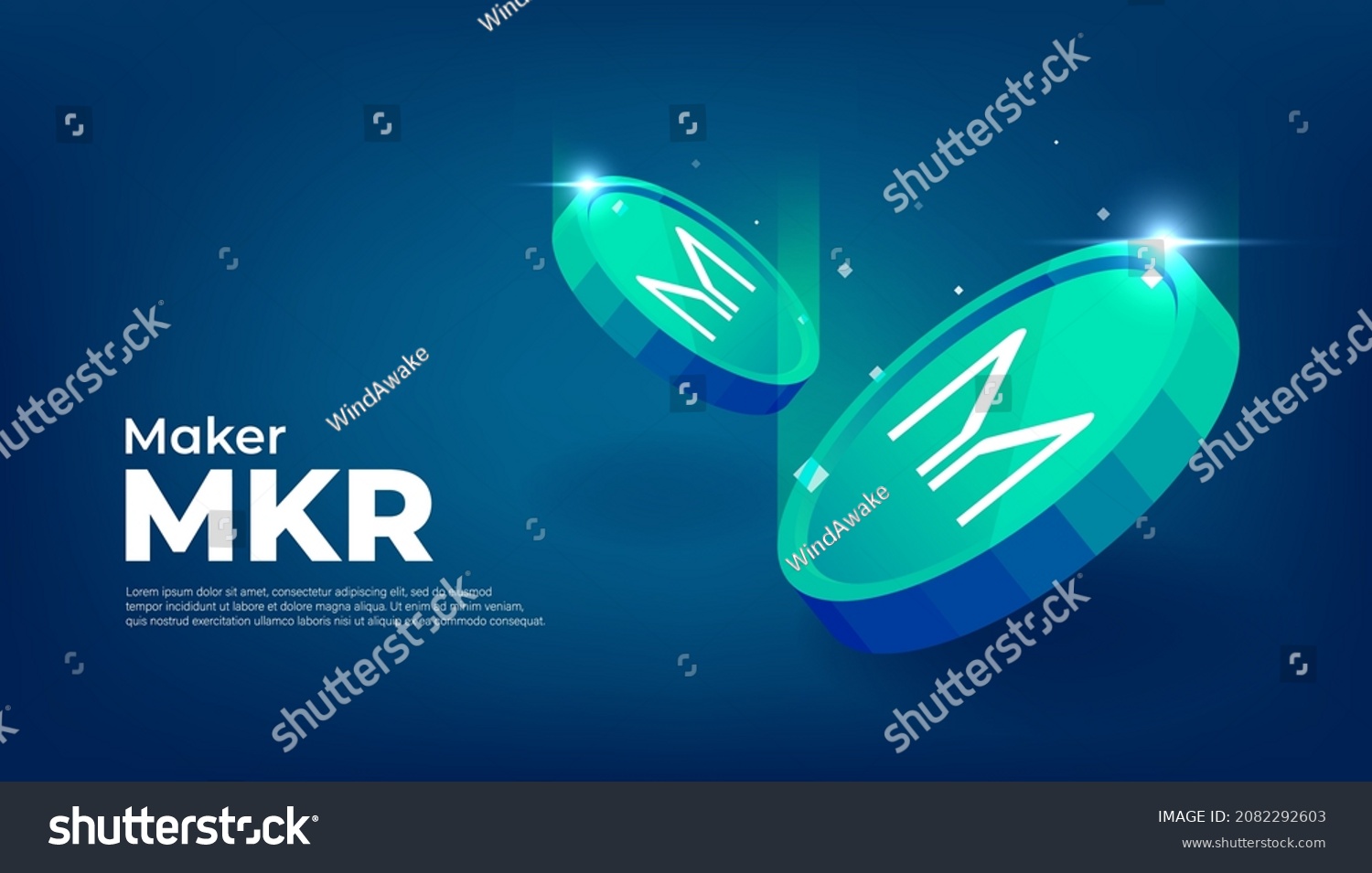 SVG of Maker (MKR) coin crypto currency themed banner. svg