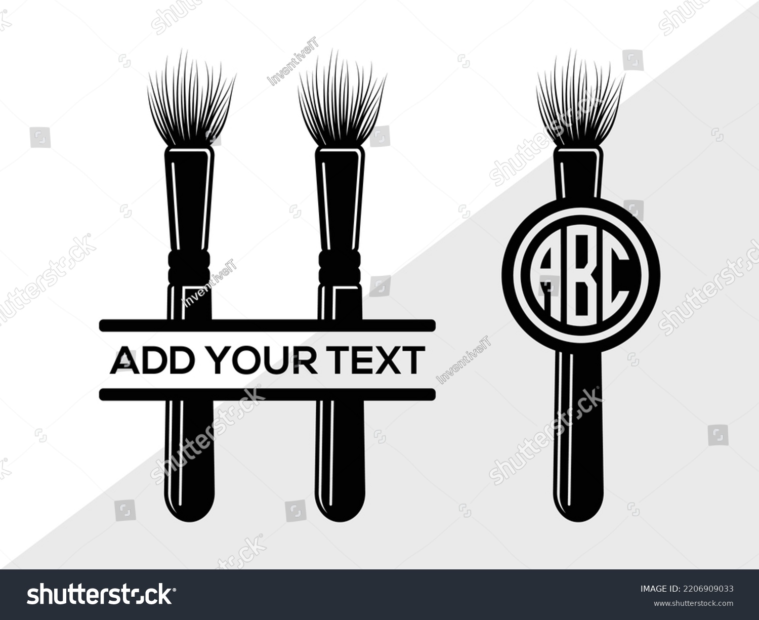 SVG of Makeup Brush Monogram SVG Printable Vector Illustration svg