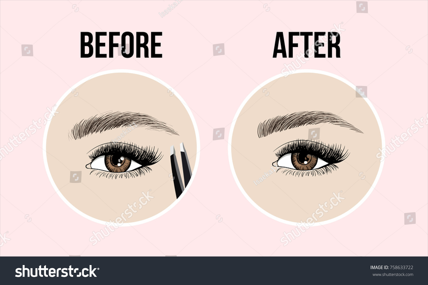 Makeup Eyebrows Set Wellgroomed Shaggy Eyebrows Stock Vector (Royalty