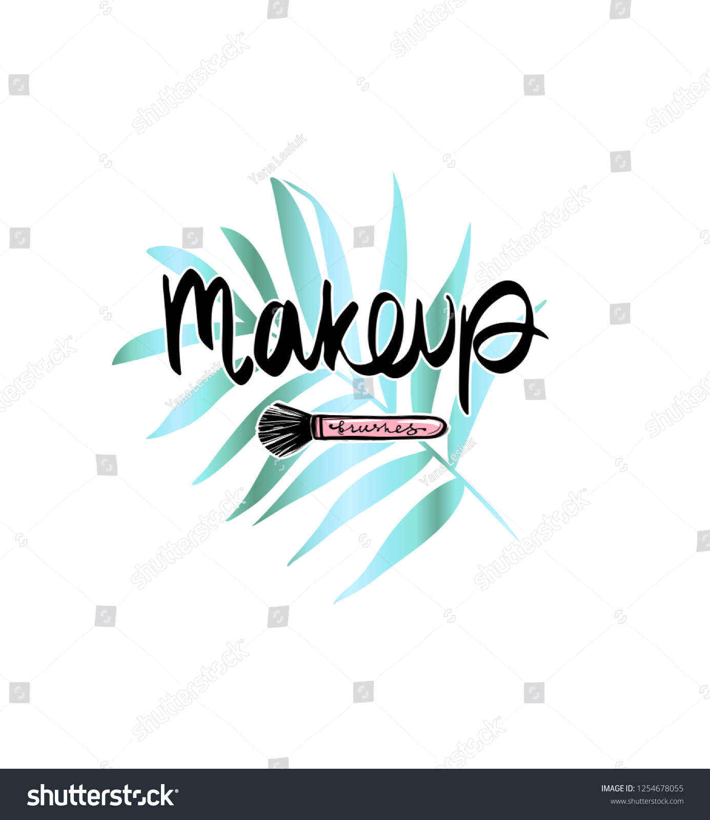 Makeup Fashion Logo Lettering Illustration Calligraphy Stock Vector ...