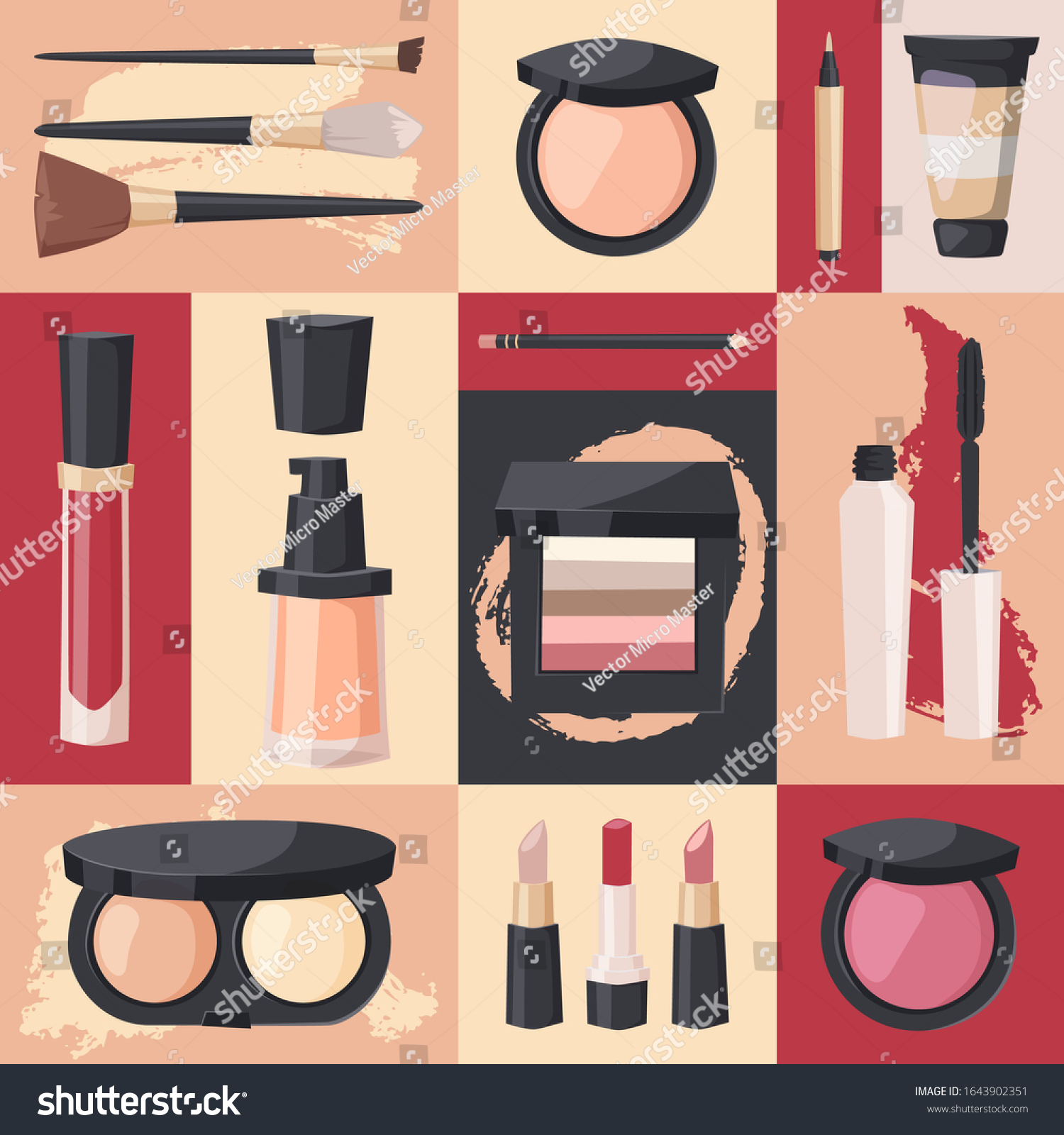 Makeup Product Icons Colorful Collage Vector Stock Vector (Royalty Free ...