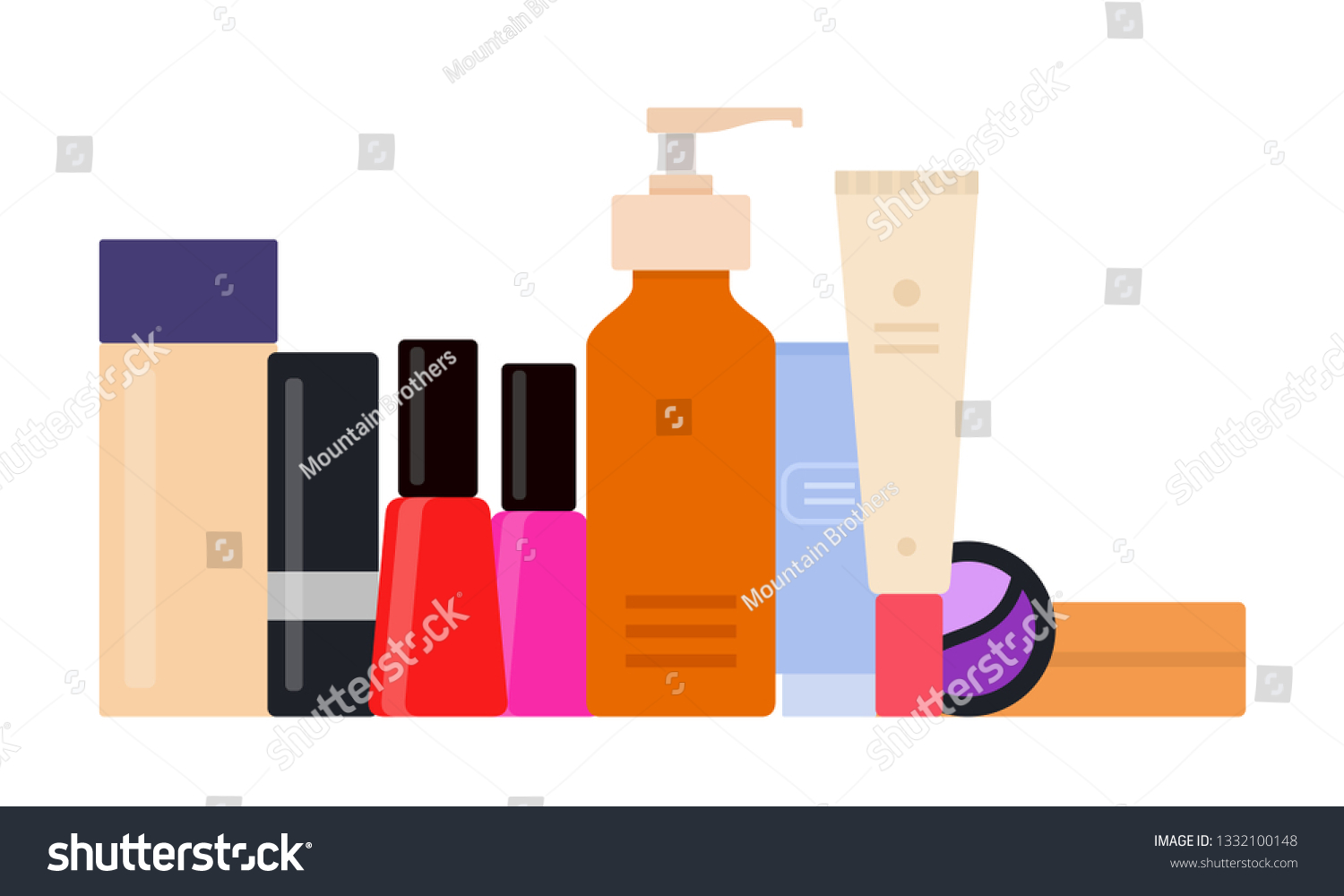 Makeup Set Foundation Concealer Primer Tubes Stock Vector Royalty Free