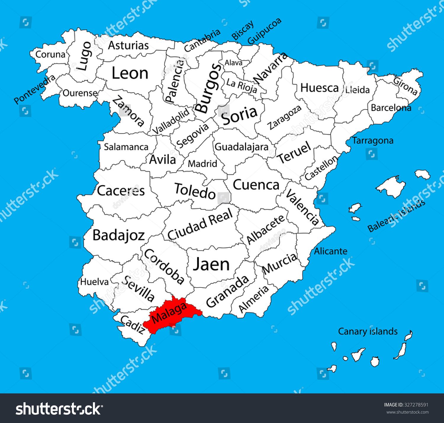 Map Of Malaga Area Malaga Map Silhouette Vector Spain Province Stock Vector (Royalty Free)  327278591 | Shutterstock