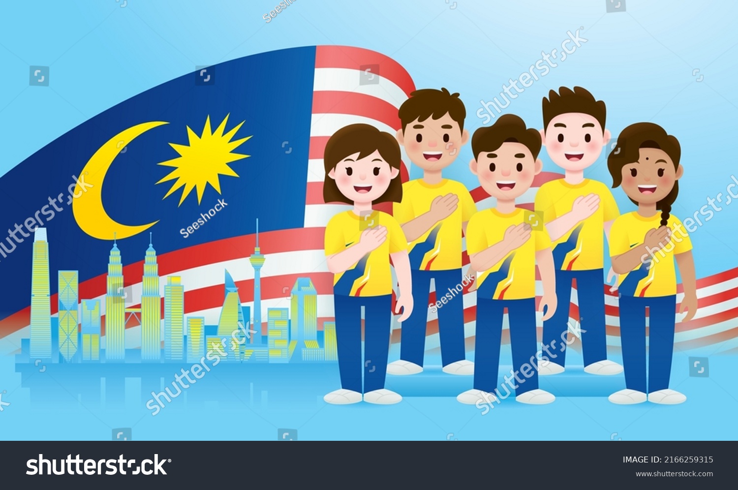 Malaysia Celebrated Independence Day Malay Chinese Stock Vector ...