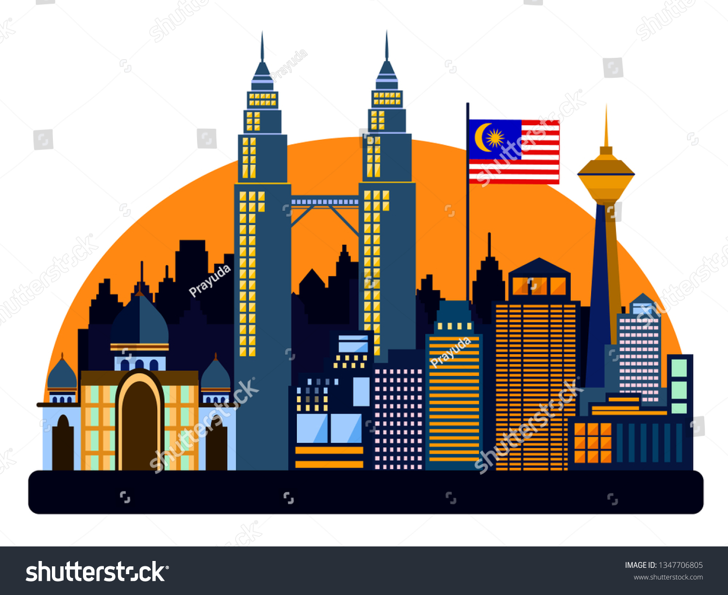 Malaysia Country Design Illustration Template World Stock Vector Royalty Free 1347706805