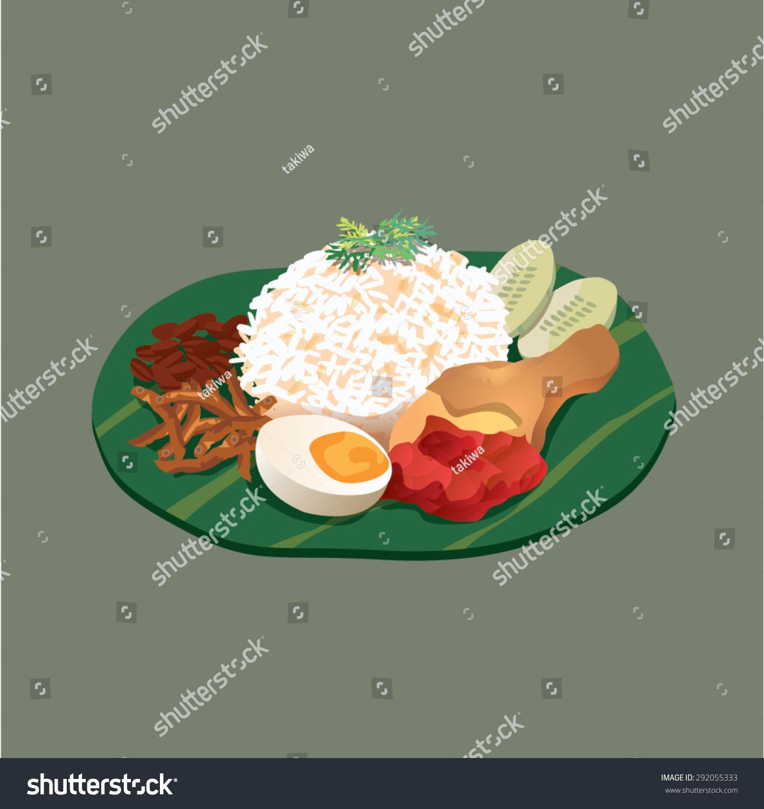 Malaysia Food Nasi Lemak Stock Vector 292055333 Shutterstock 7910