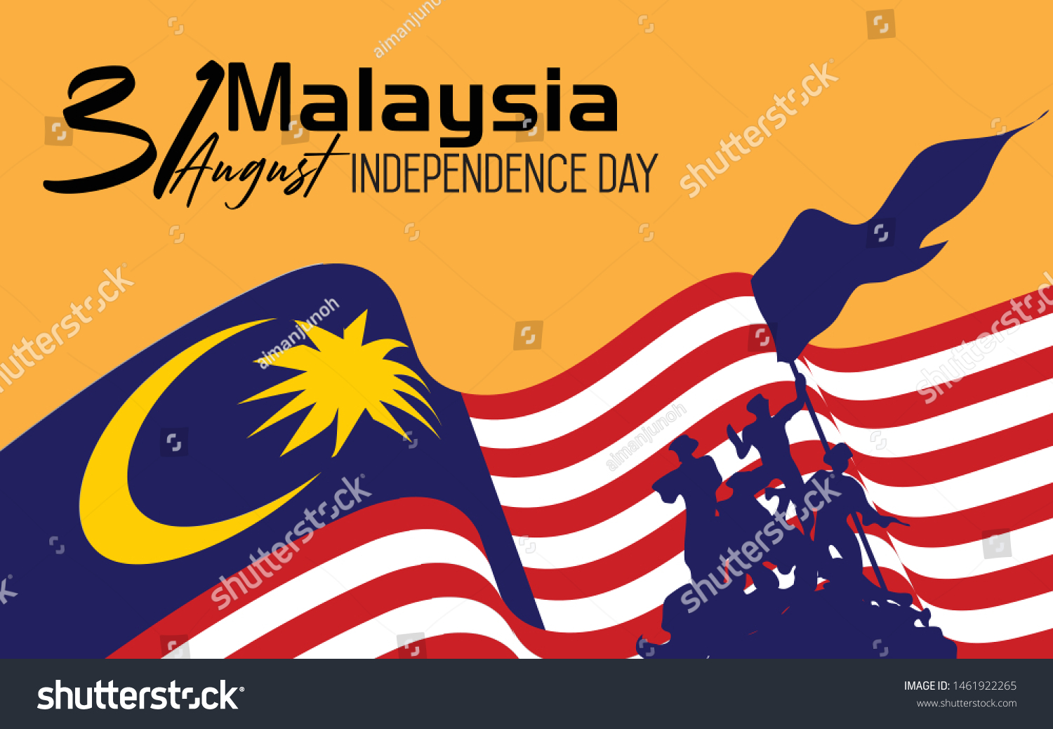 Malaysia Happy Independence Day Greeting Card Stock Vector Royalty Free 1461922265