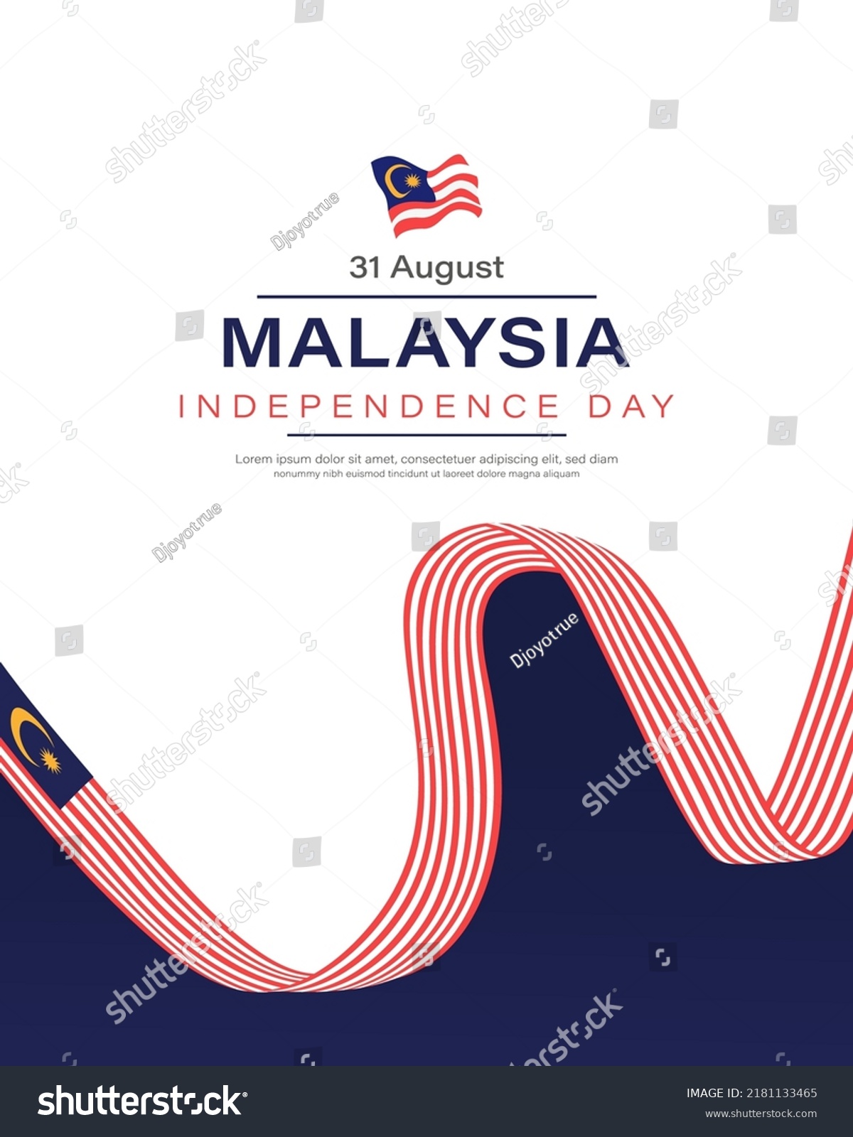 Malaysia Independence Day Print Template Wavy Stock Vector (Royalty