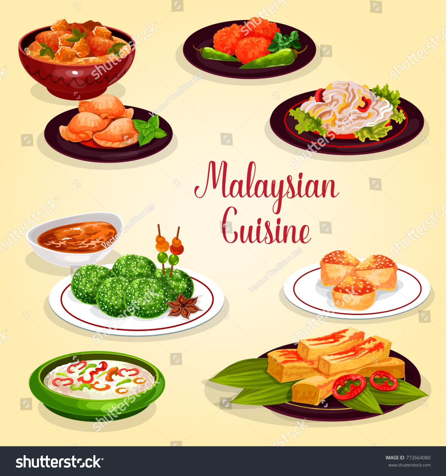 Malaysian Cuisine Icon Asian Restaurant Menu Stock Vector Royalty Free