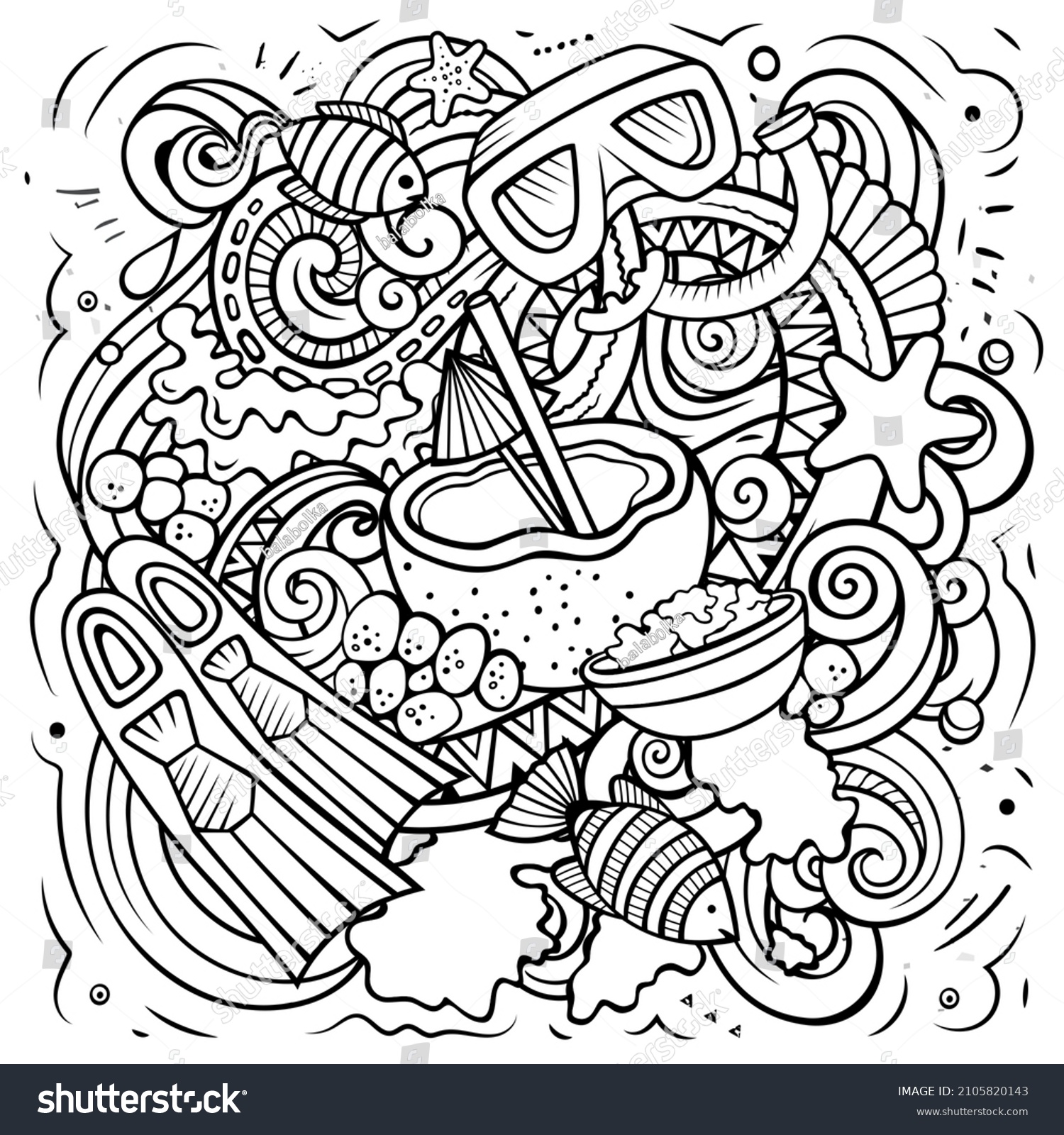 Maldives Cartoon Vector Doodle Illustration Sketchy Stock Vector 