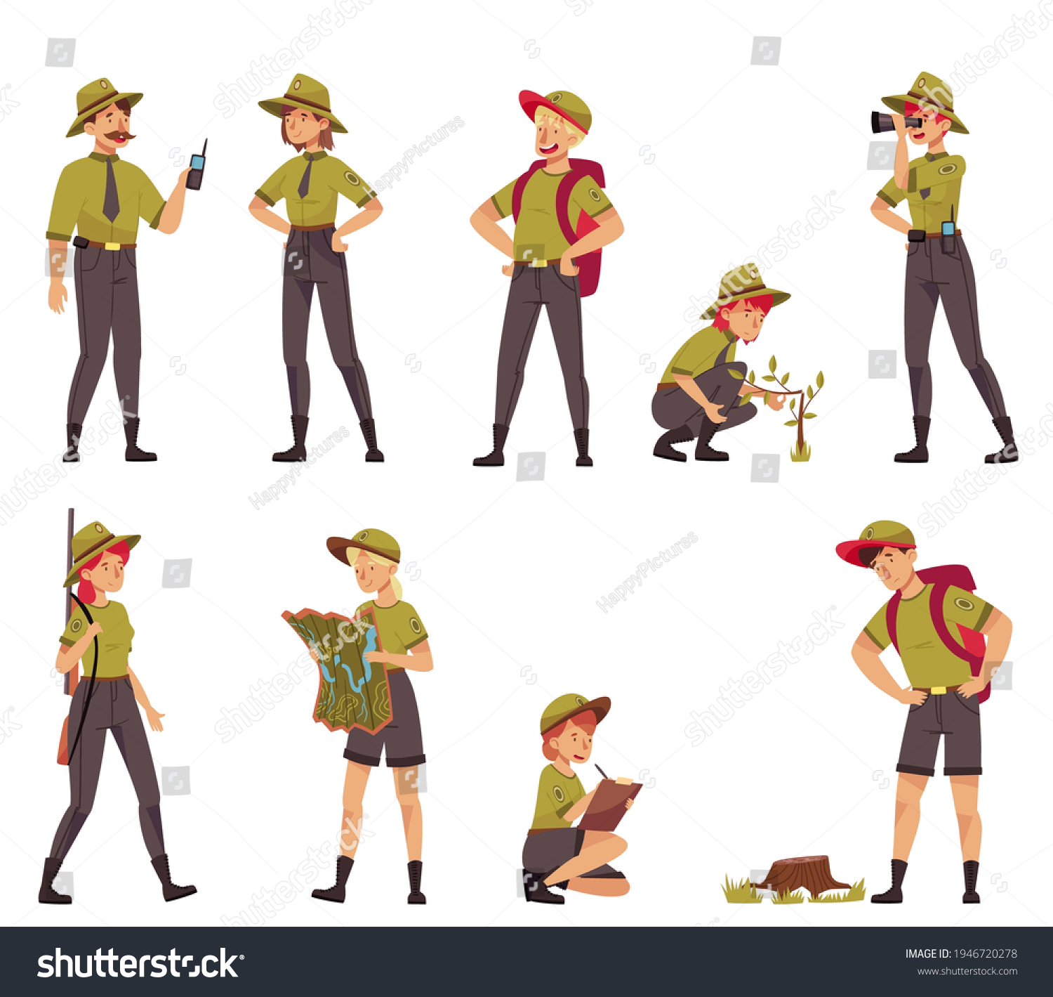 Male Female Park Ranger Forest Rangers Stock Vector Royalty Free