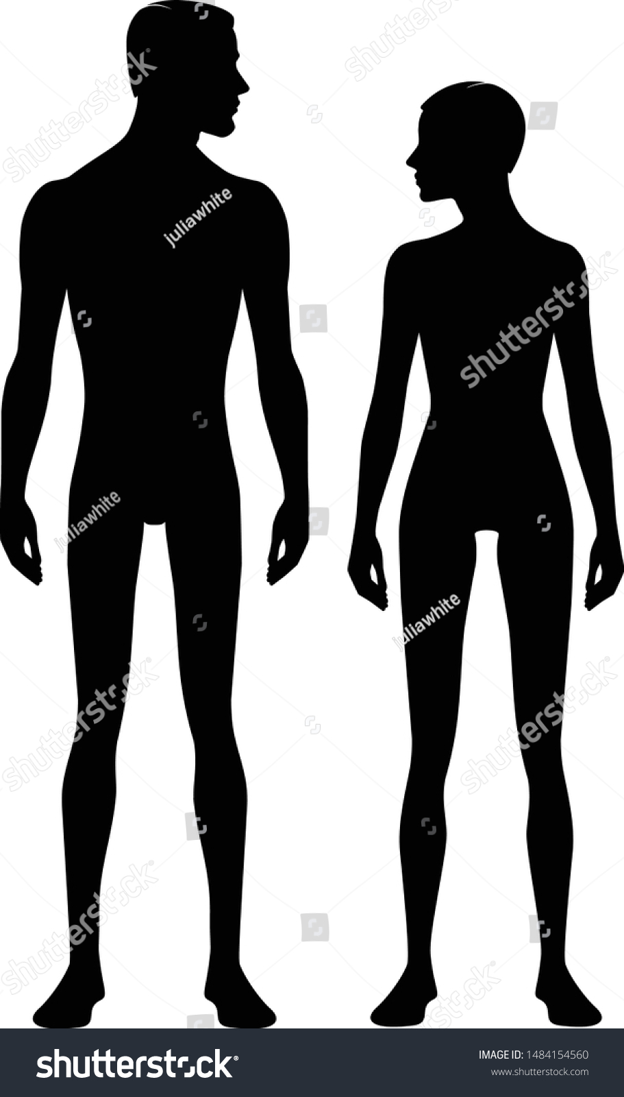 Male Female Body Silhouette Head Profile Stock Vector (Royalty Free ...