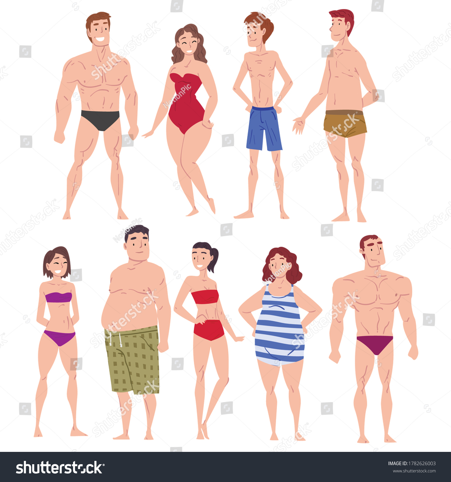 Male Female Body Types Set People Stock Vector Royalty Free 1782626003