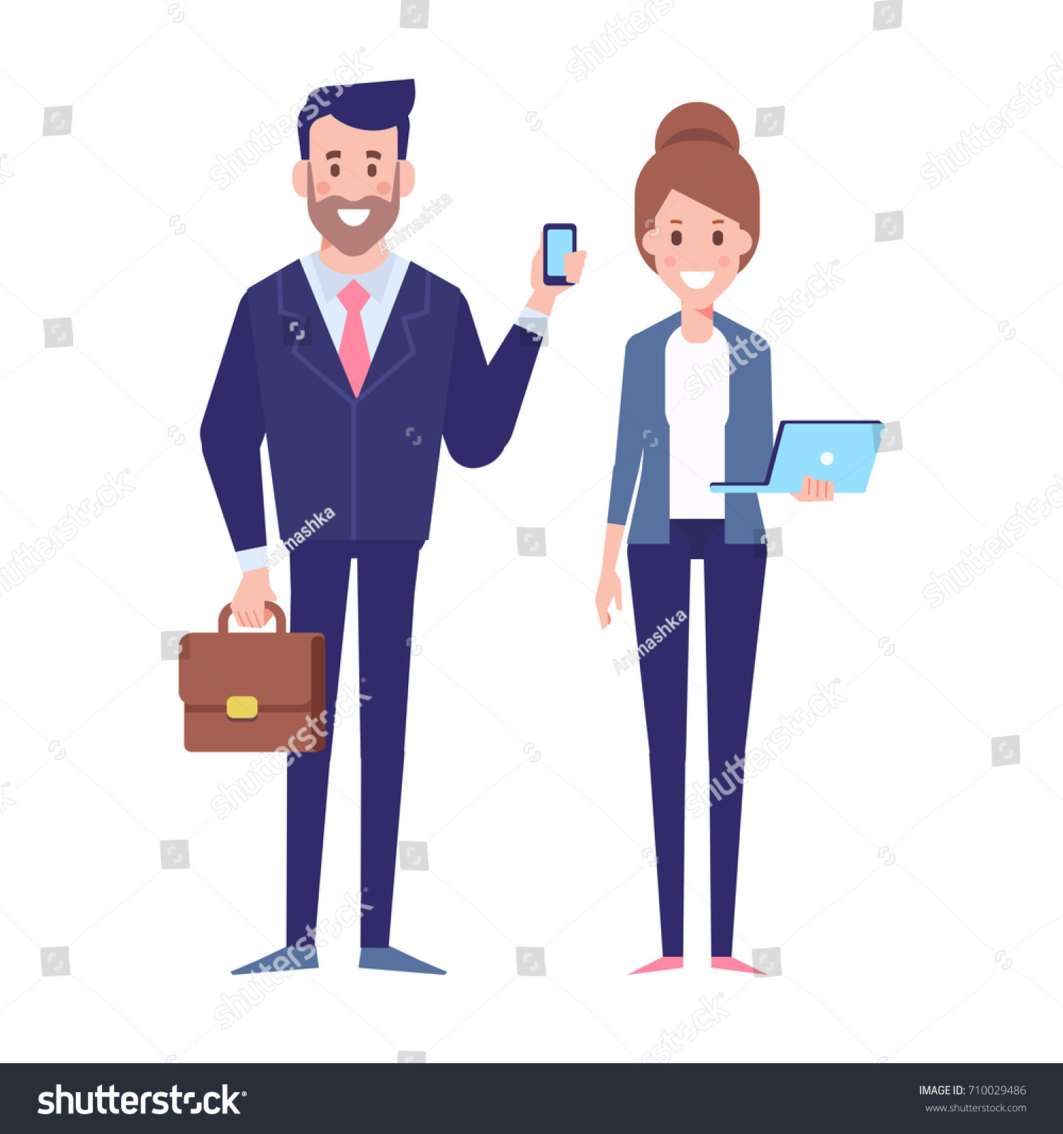 Male Female Business People Flat Vector Stock Vector Royalty Free