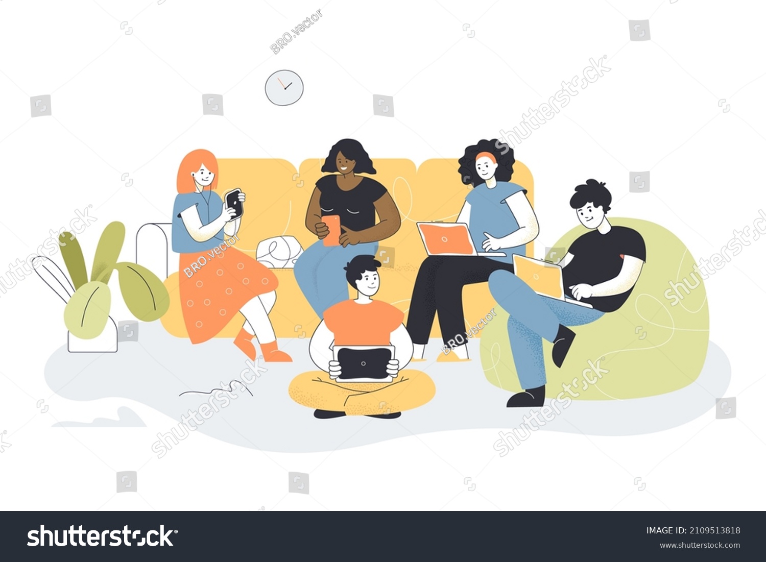 Male Female Cartoon Characters Using Laptops Stock Vector (Royalty Free ...