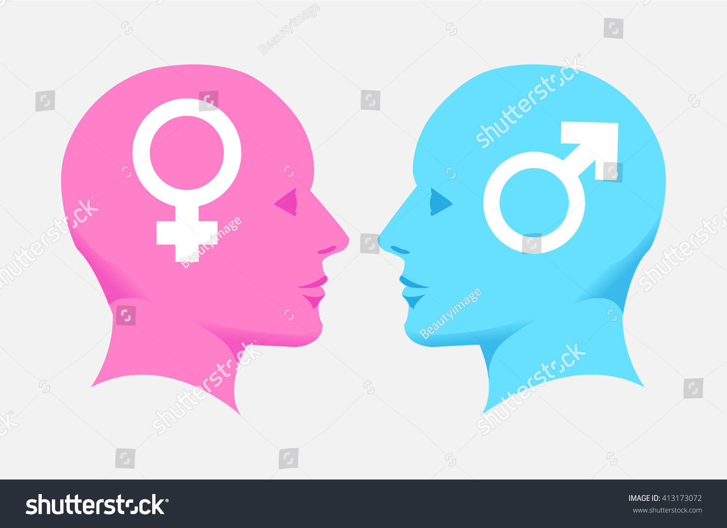 Vektor Stok Male Female Head Sex Symbol Tanpa Royalti 413173072 Shutterstock