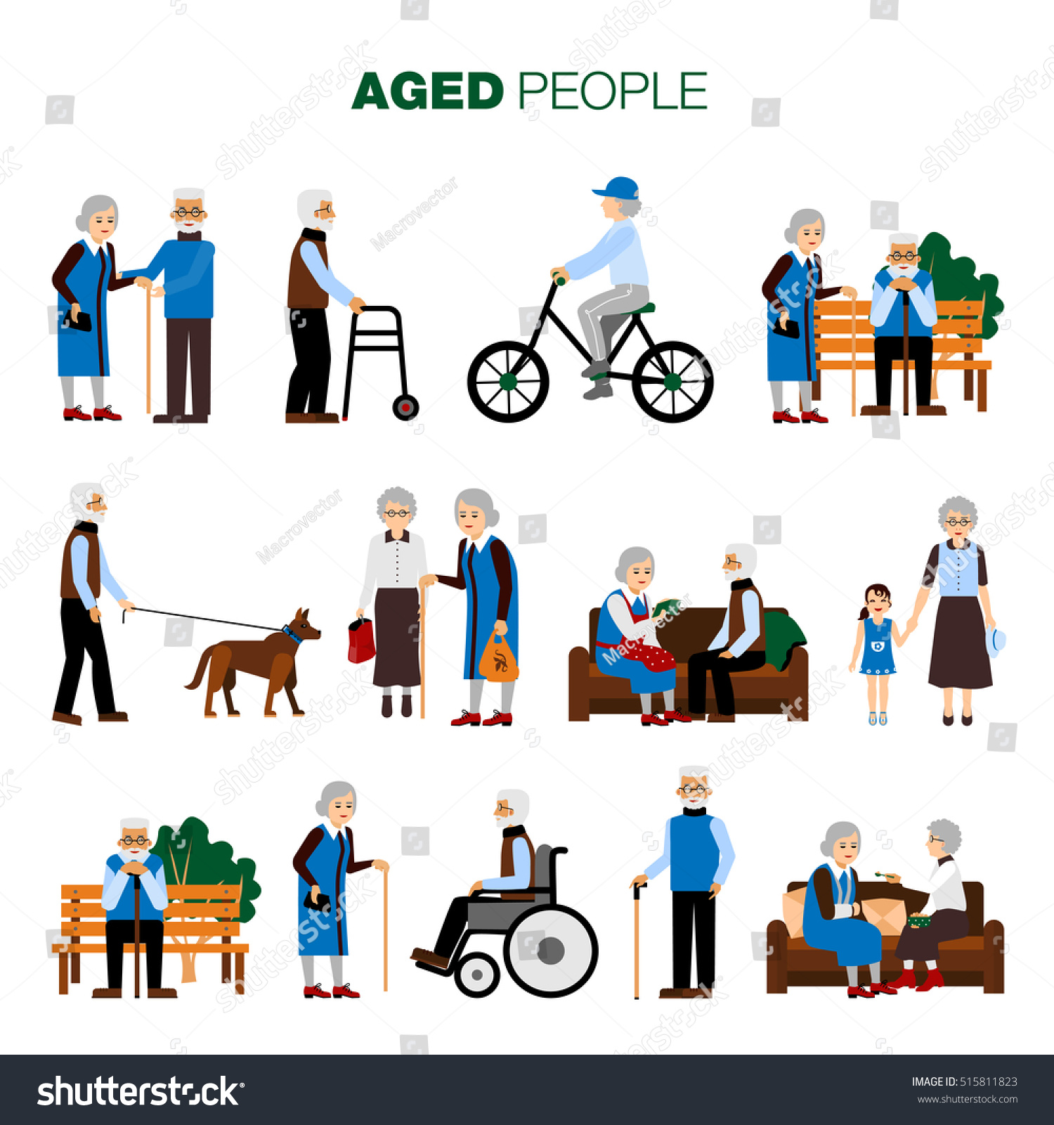 Male Female Old Age People Different Stock Vector 515811823 - Shutterstock