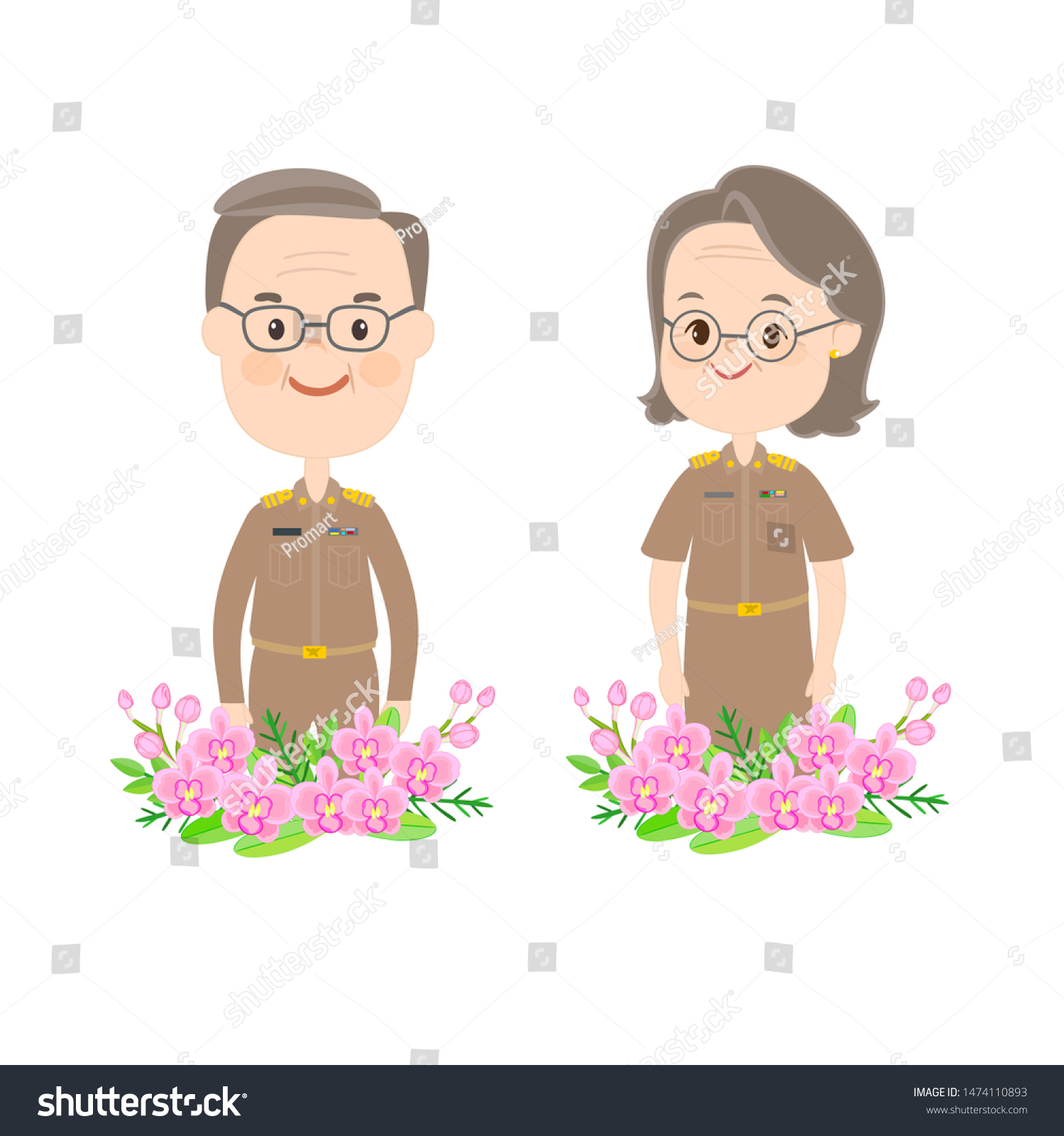 Male Female Wears Thai Teacher Uniform Stock Vector (Royalty Free ...