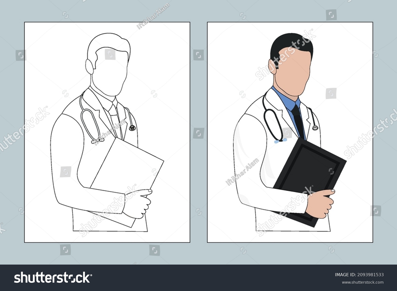SVG of Male doctor line art illustration. Medical doctor coloring page vector. Male doctor flat design. Male nurse line art. Doctor coloring page line art. Stethoscope vector. Coloring page SVG cut file. svg