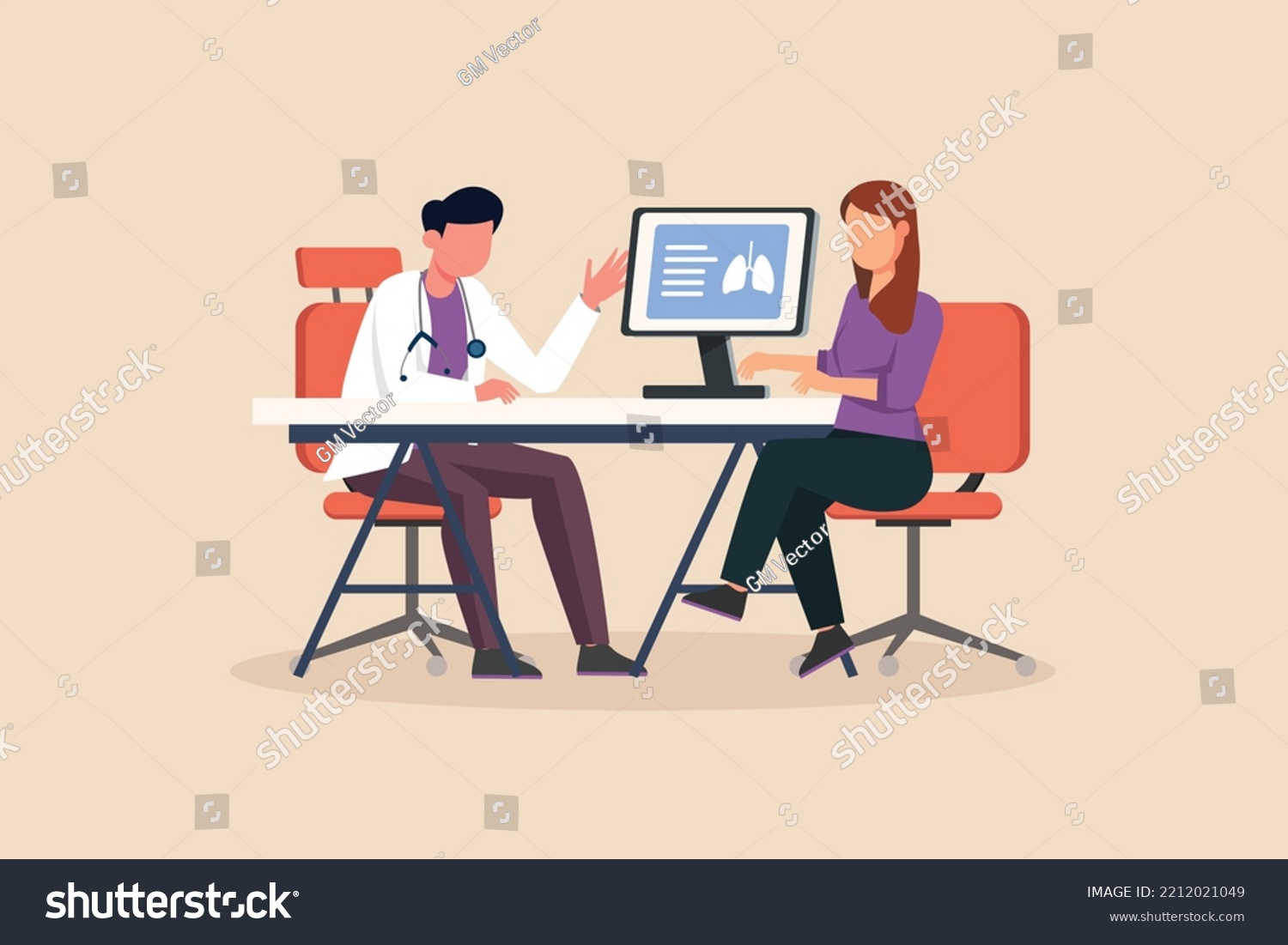 SVG of Male doctor showing scan x ray results to female patient. Doctor and patient concept. Vector illustration.  svg