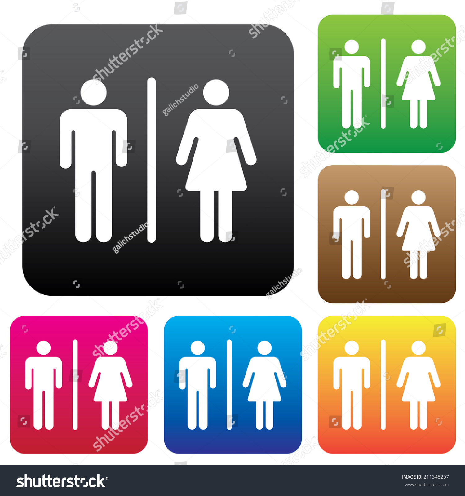 Male Female Restroom Symbol Icon Color Stock Vector 211345207 Shutterstock 5247