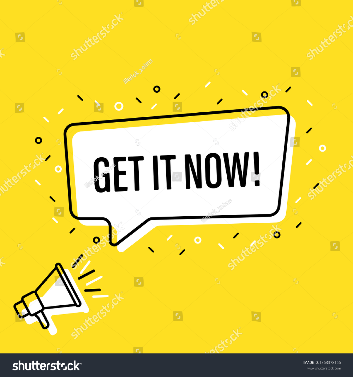 Male Hand Holding Megaphone Get Now Stock Vector (Royalty Free) 1363378166