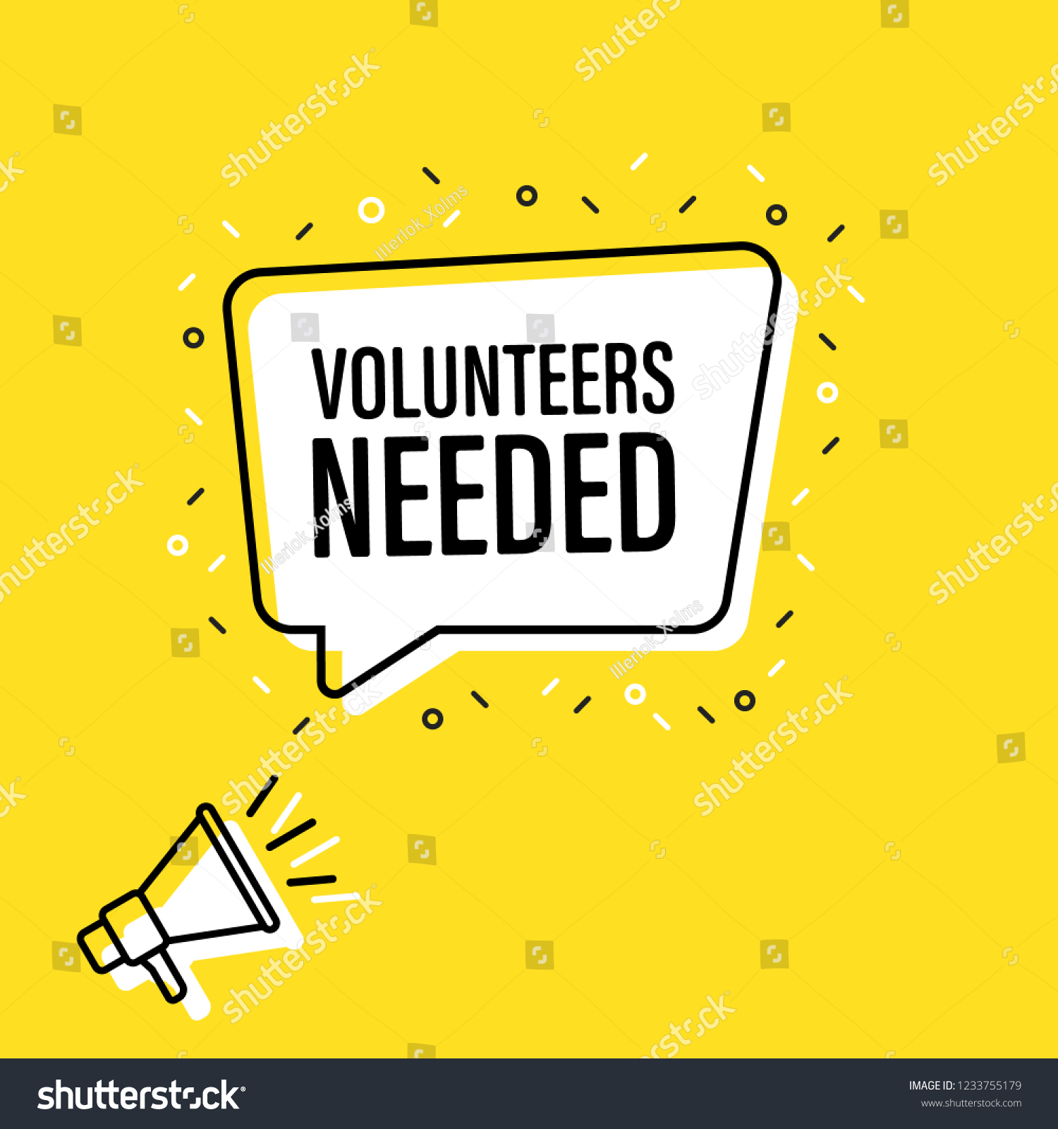 SVG of Male hand holding megaphone with volunteers needed speech bubble. Loudspeaker. Banner for business, marketing and advertising. Vector illustration svg
