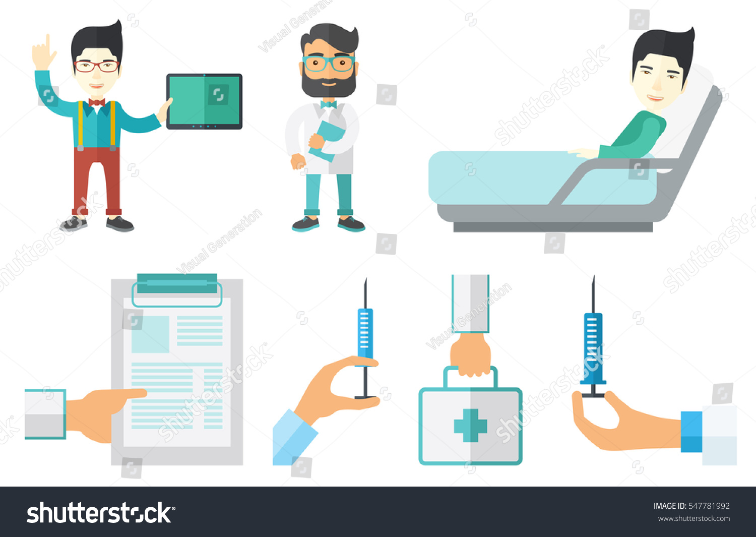 Male Patient Lying Hospital Bed Smiling Stock Vector (Royalty Free