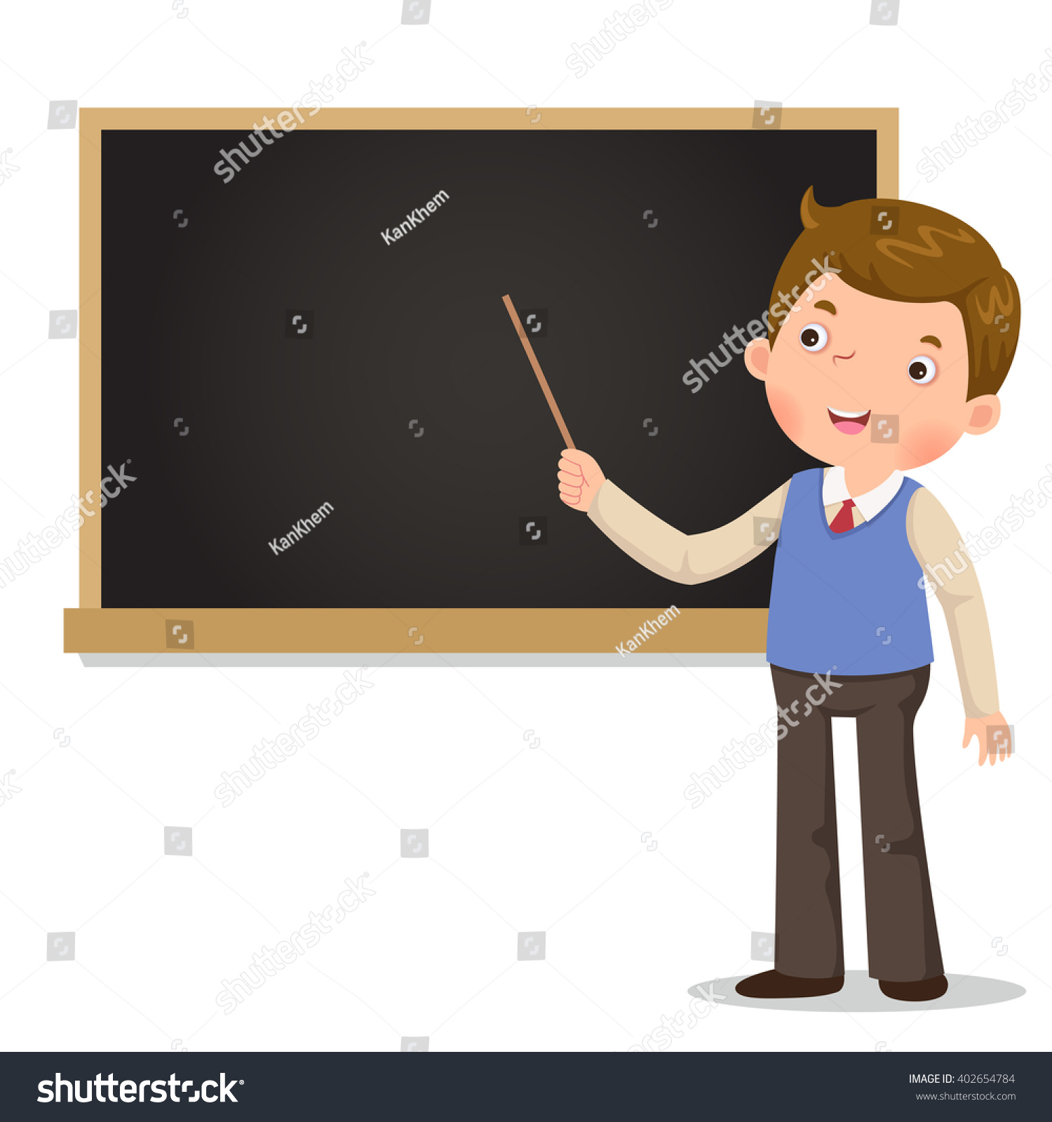 Male Teacher Standing In Front Of Blackboard With A Pointer Stock ...