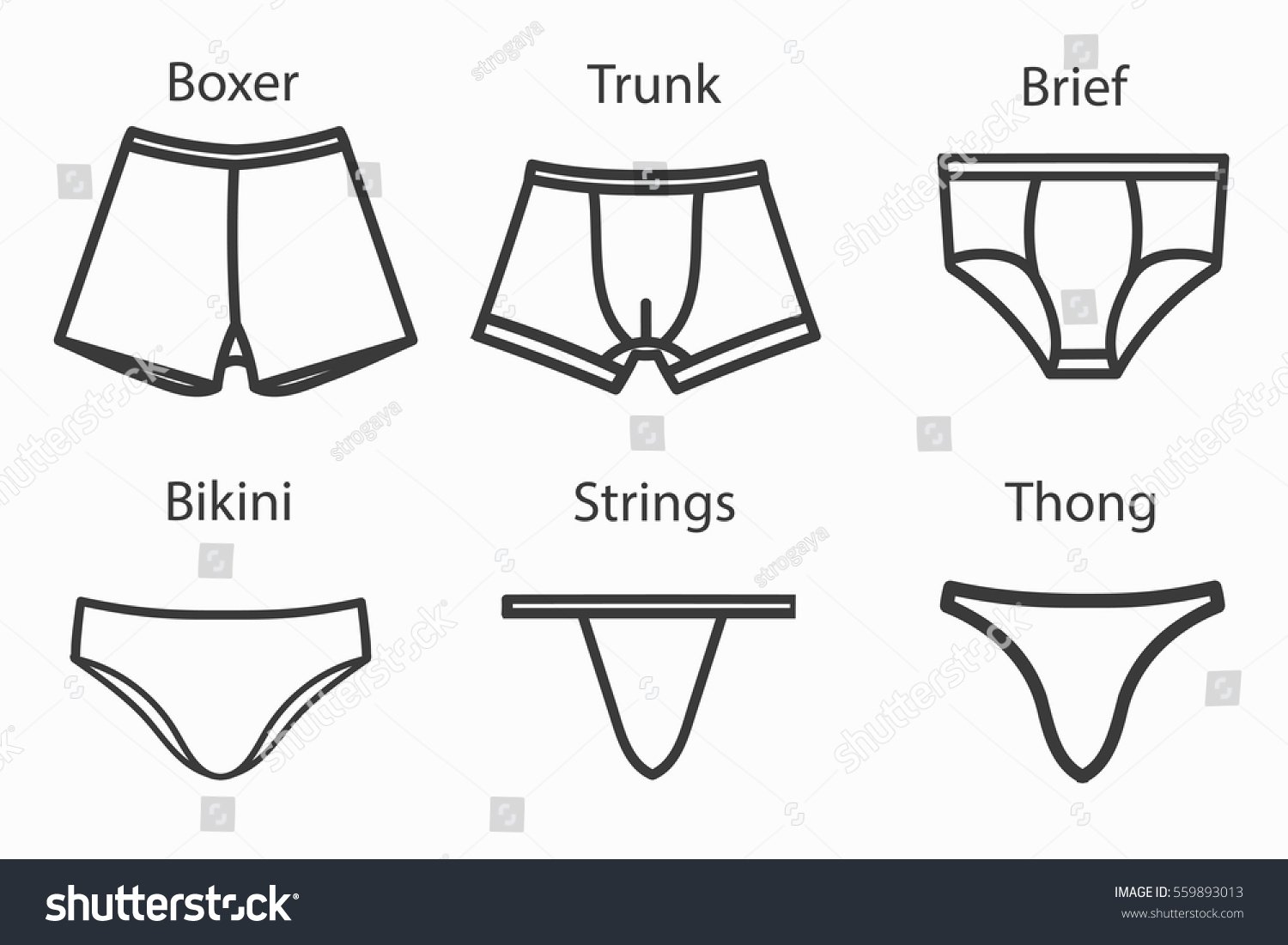 Male Underwear Types Flat Thin Line Stock Vector 559893013 - Shutterstock