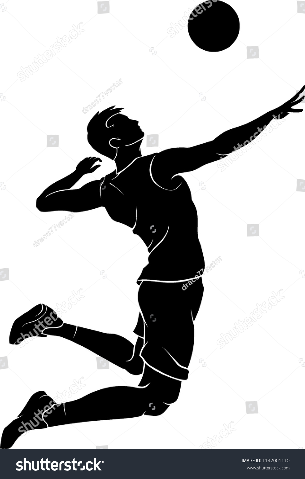 Male Volleyball Mid Air Silhouette Stock Vector (Royalty Free ...