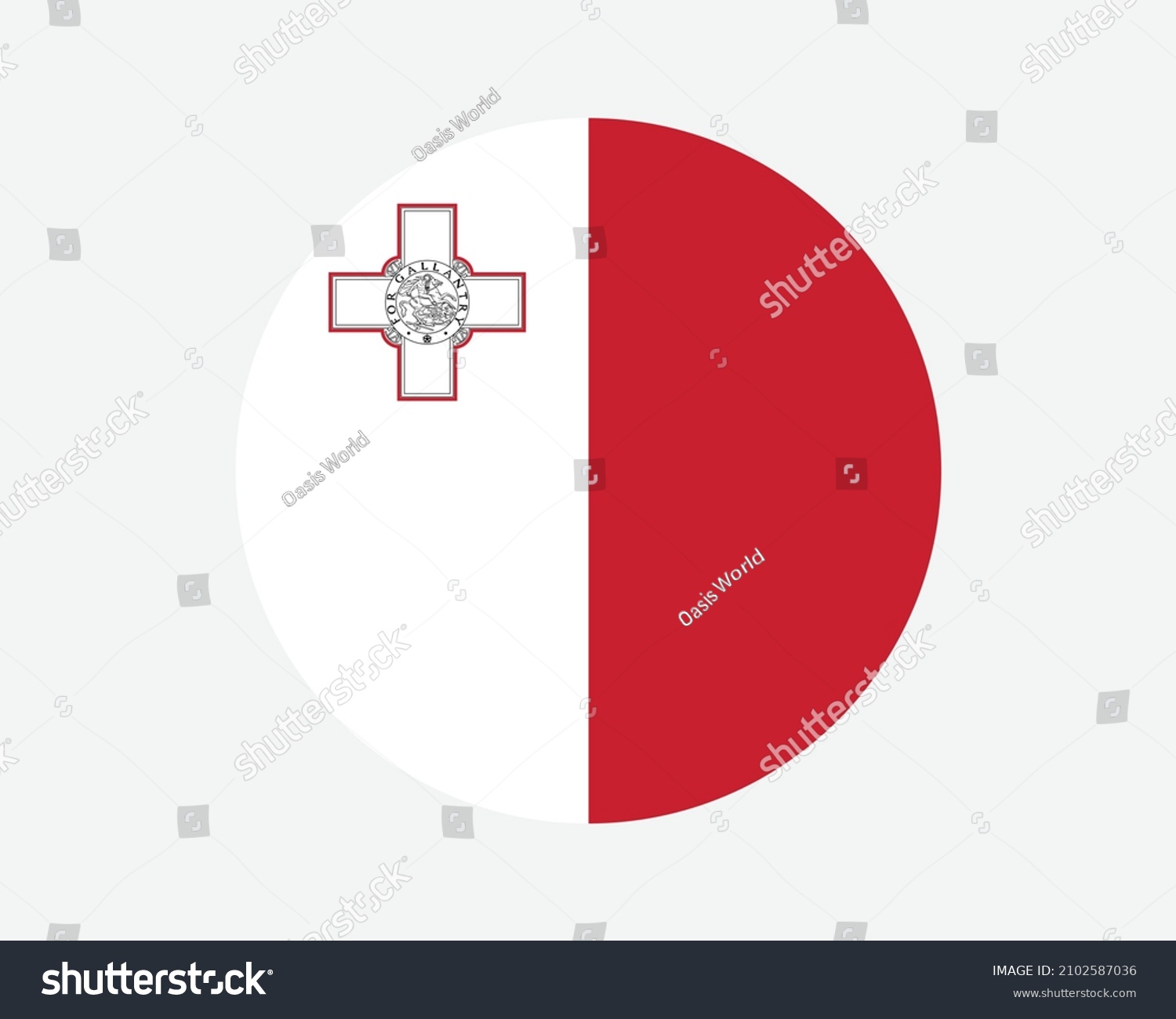 SVG of Malta Round Country Flag. Maltese Circle National Flag. Republic of Malta Circular Shape Button Banner. EPS Vector Illustration. svg