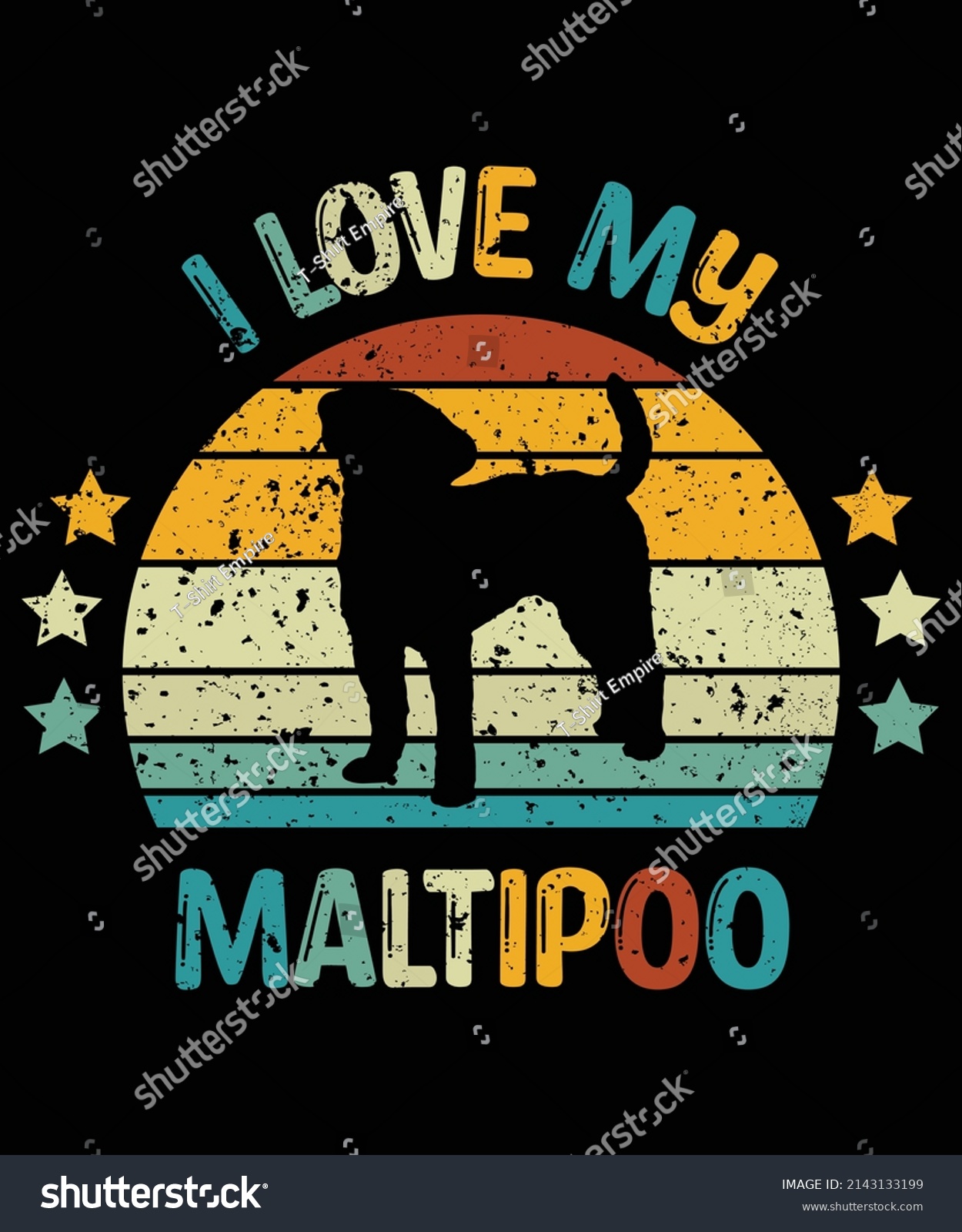 SVG of Maltipoo silhouette vintage and retro t-shirt design svg