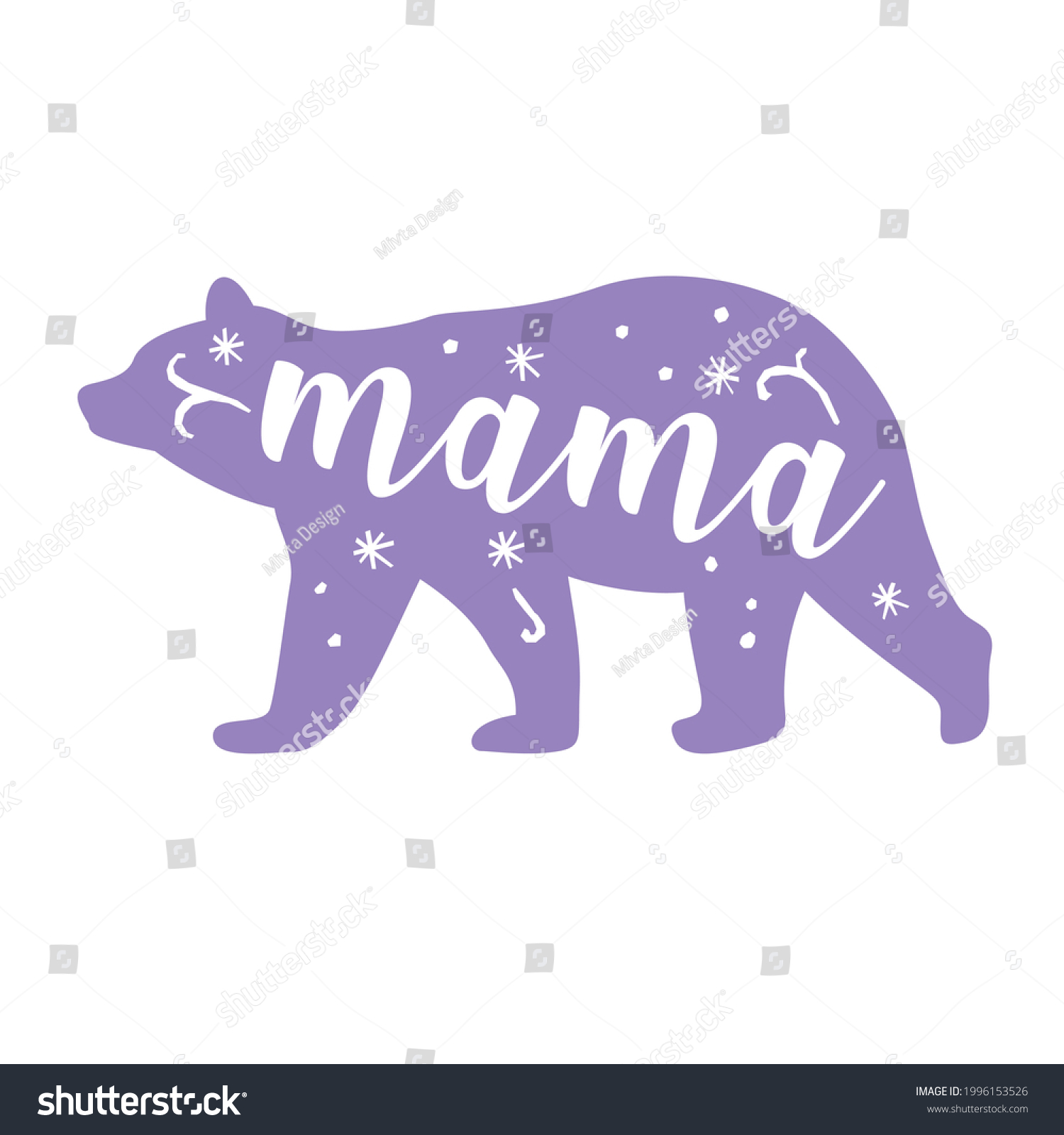 SVG of Mama bear. Hand drawn typography phrases with bear silhouettes. Bear family vector illustration isolated on white background. svg