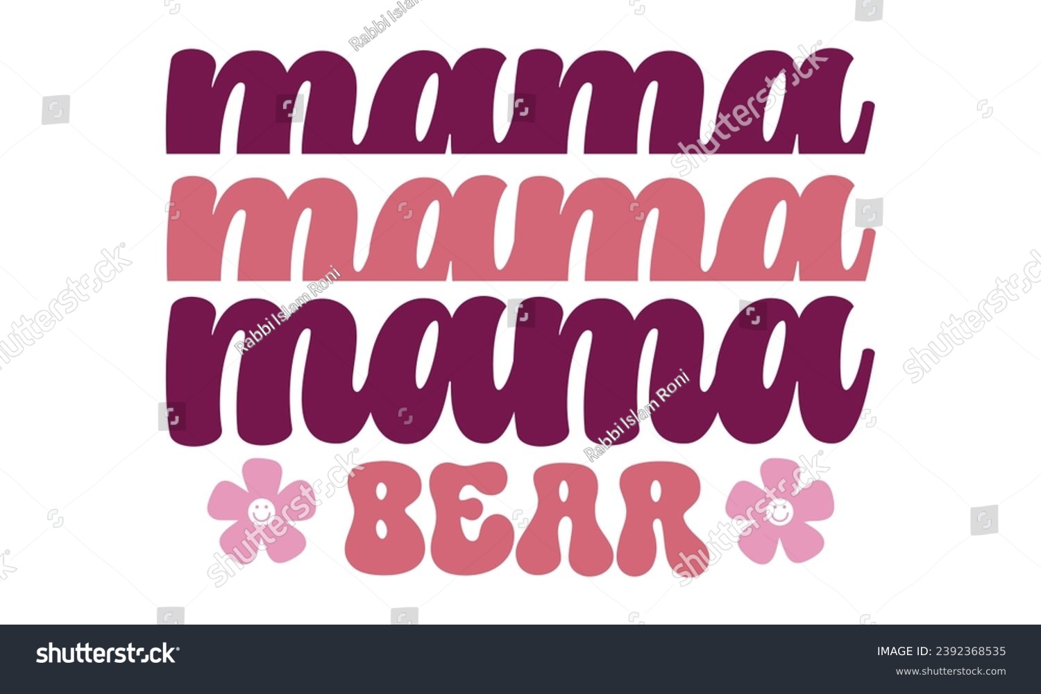 SVG of Mama bear, mom retro t-shirt design vector file svg