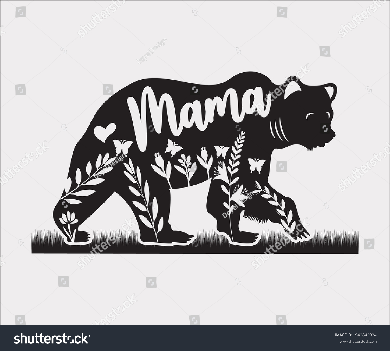 SVG of Mama Bear Printable Vector Illustration, mom Bear, Mama Bear clipart, Silhouette svg