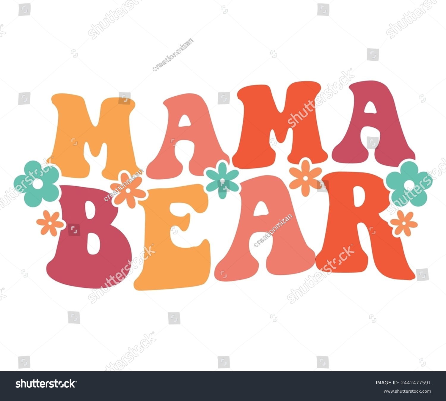SVG of Mama Bear Retro,Mom Life,Mother's Day,Stacked Mama,Boho Mama,Mom Era,wavy stacked letters,Retro, Groovy,Girl Mom,Cool Mom,Cat Mom svg