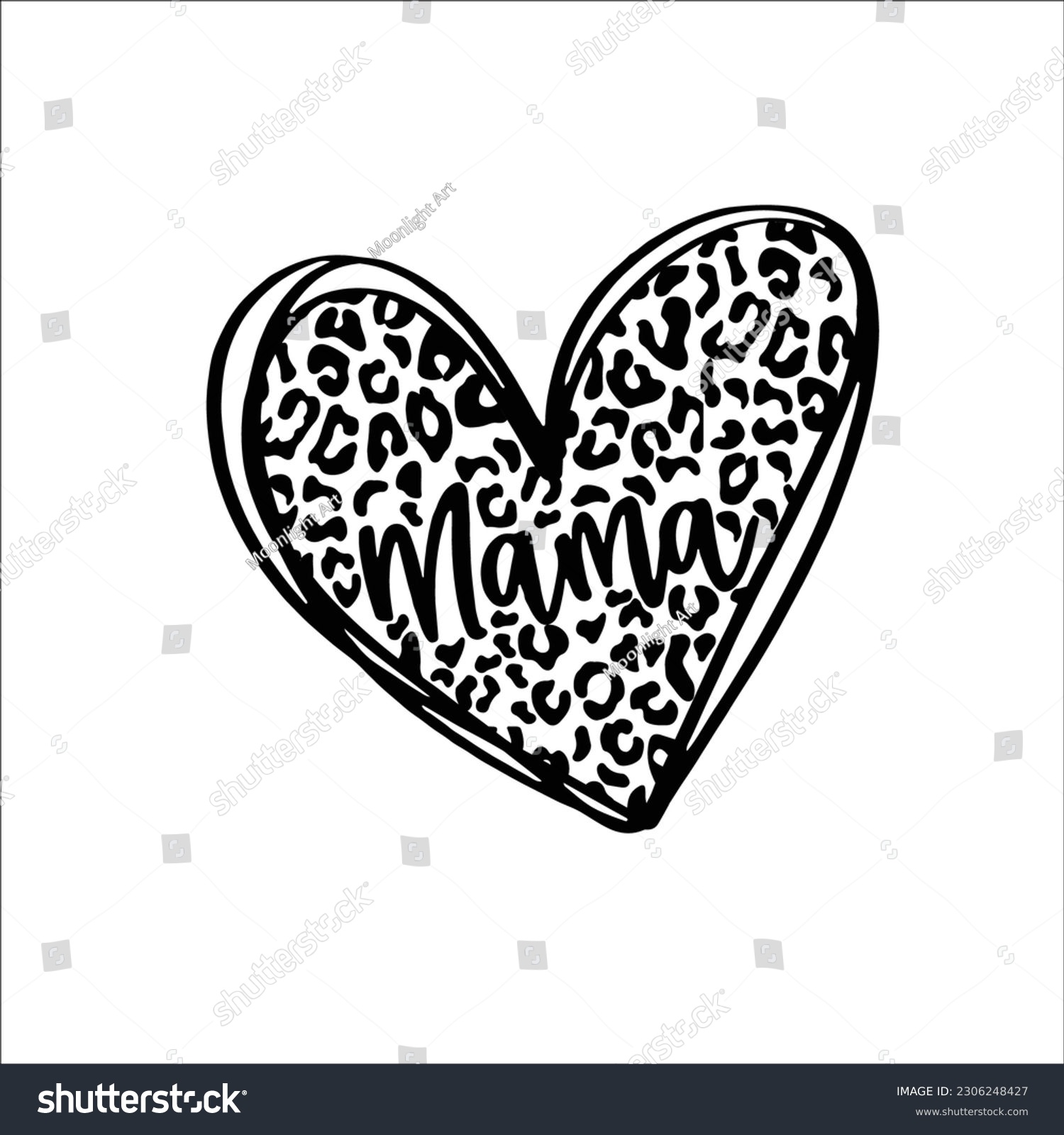 SVG of Mama Heart SVG, Leopard Print Heart, Leopard Print SVG, Cheetah Print SVG, Mothers Day, Mama Shirt, Mama Svg, Heart, Popular svg