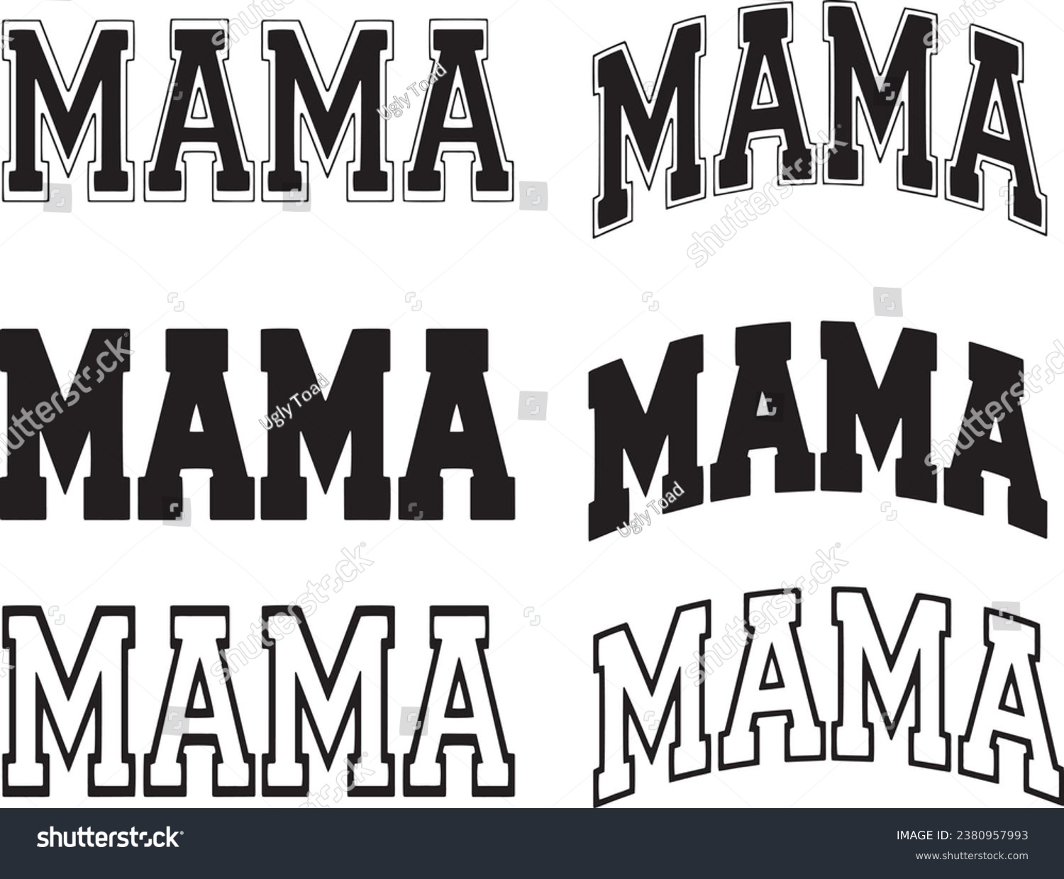 SVG of Mama Varsity,  mama varsity curved, mama varsity font, Arched Mama, Mom, Mom Life svg