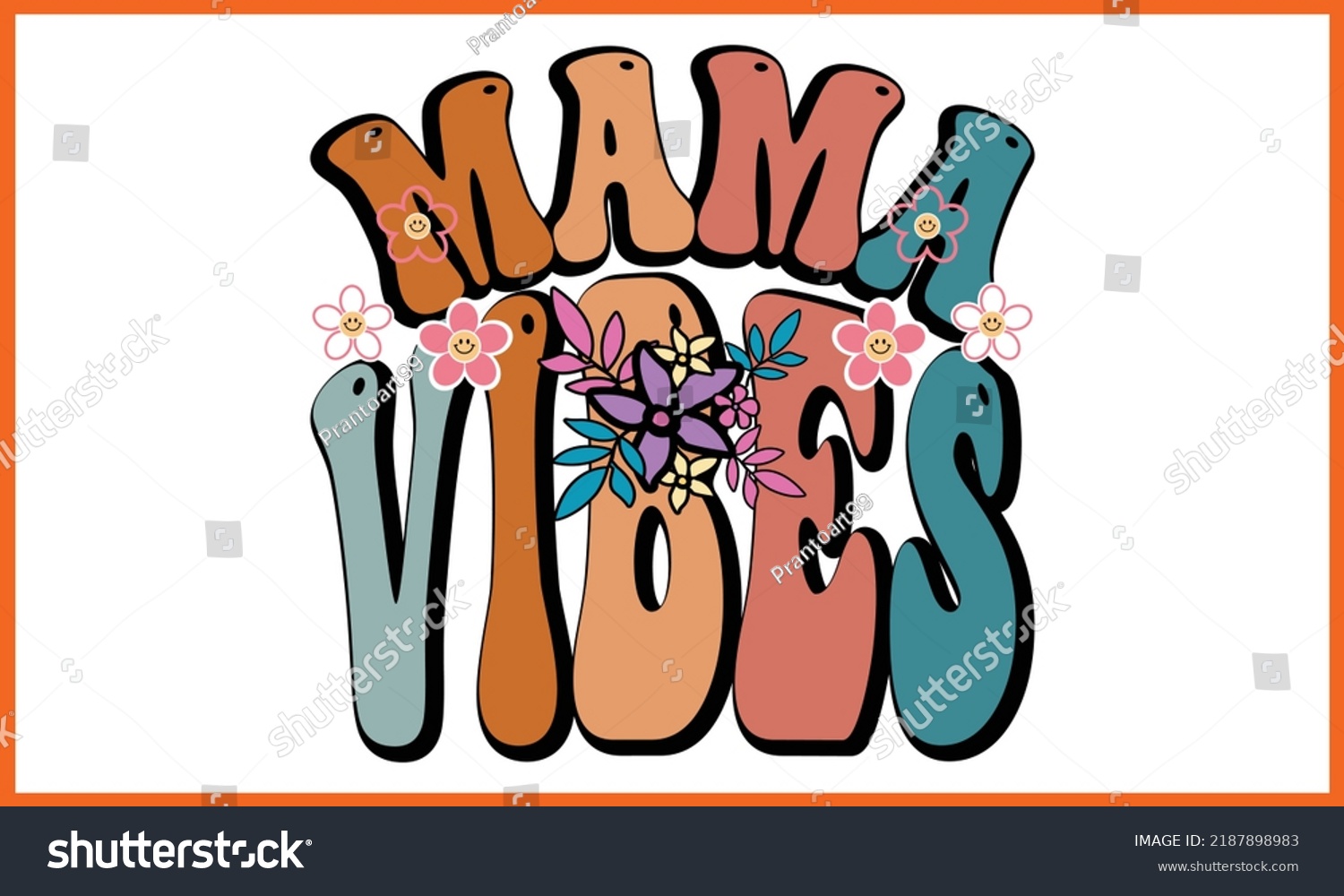 SVG of Mama Vibes, Retro Wavy SVG T-shirts Design. svg