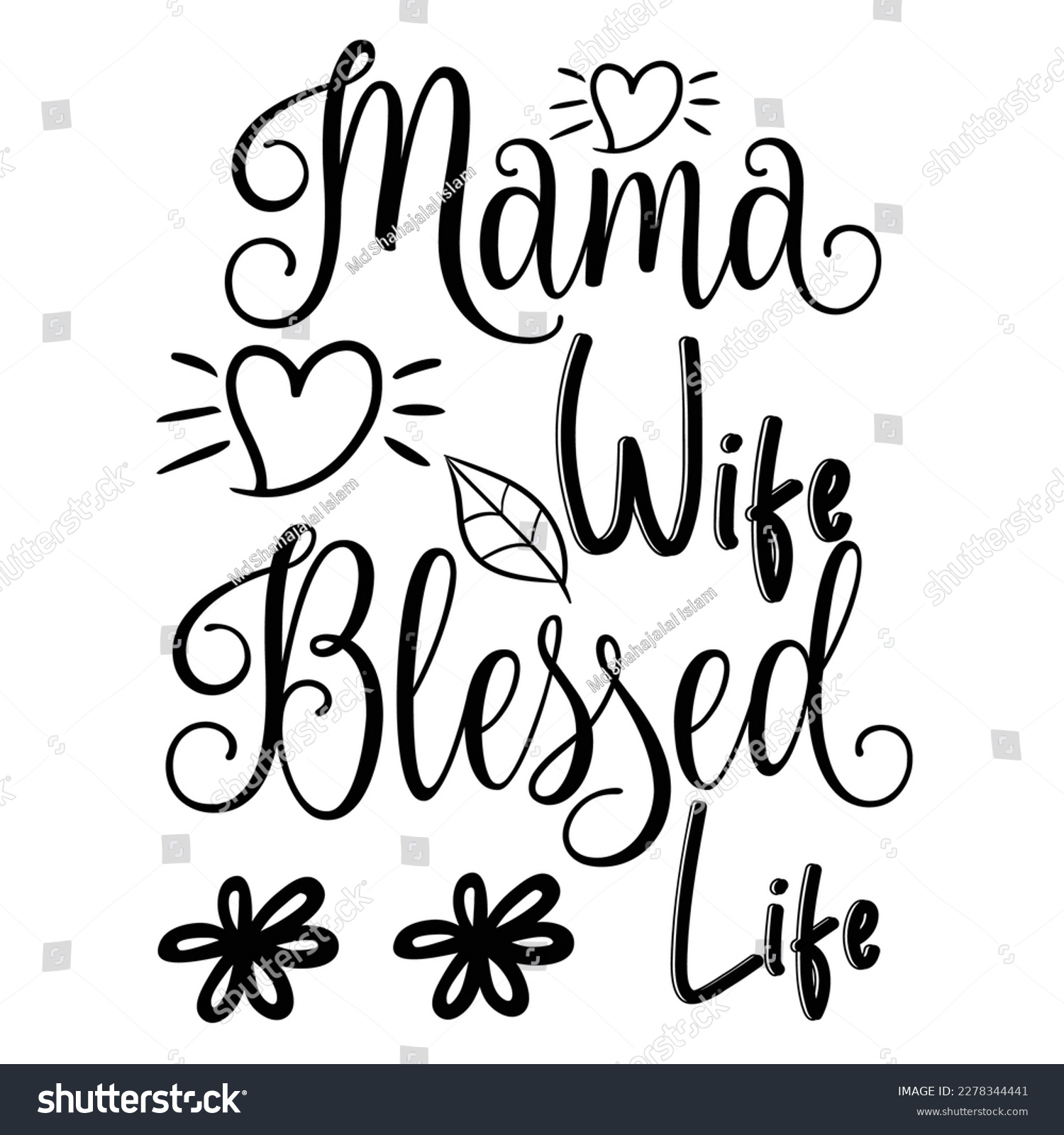 SVG of Mama wife blessed, Mother's day shirt print template,  typography design for mom mommy mama daughter grandma girl women aunt mom life child best mom adorable shirt svg