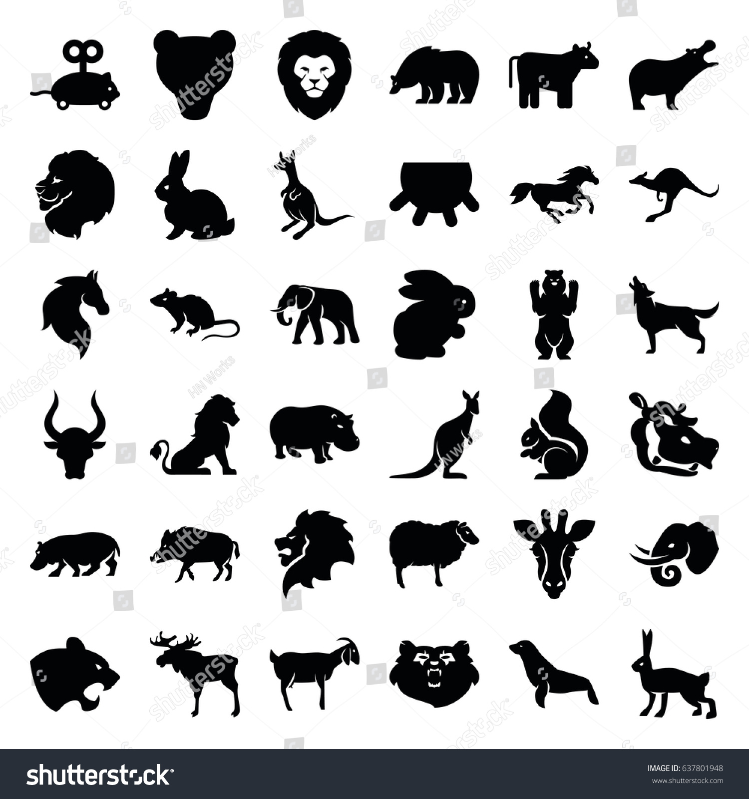 Mammal Icons Set Set 36 Mammal Stock Vector (Royalty Free) 637801948 ...