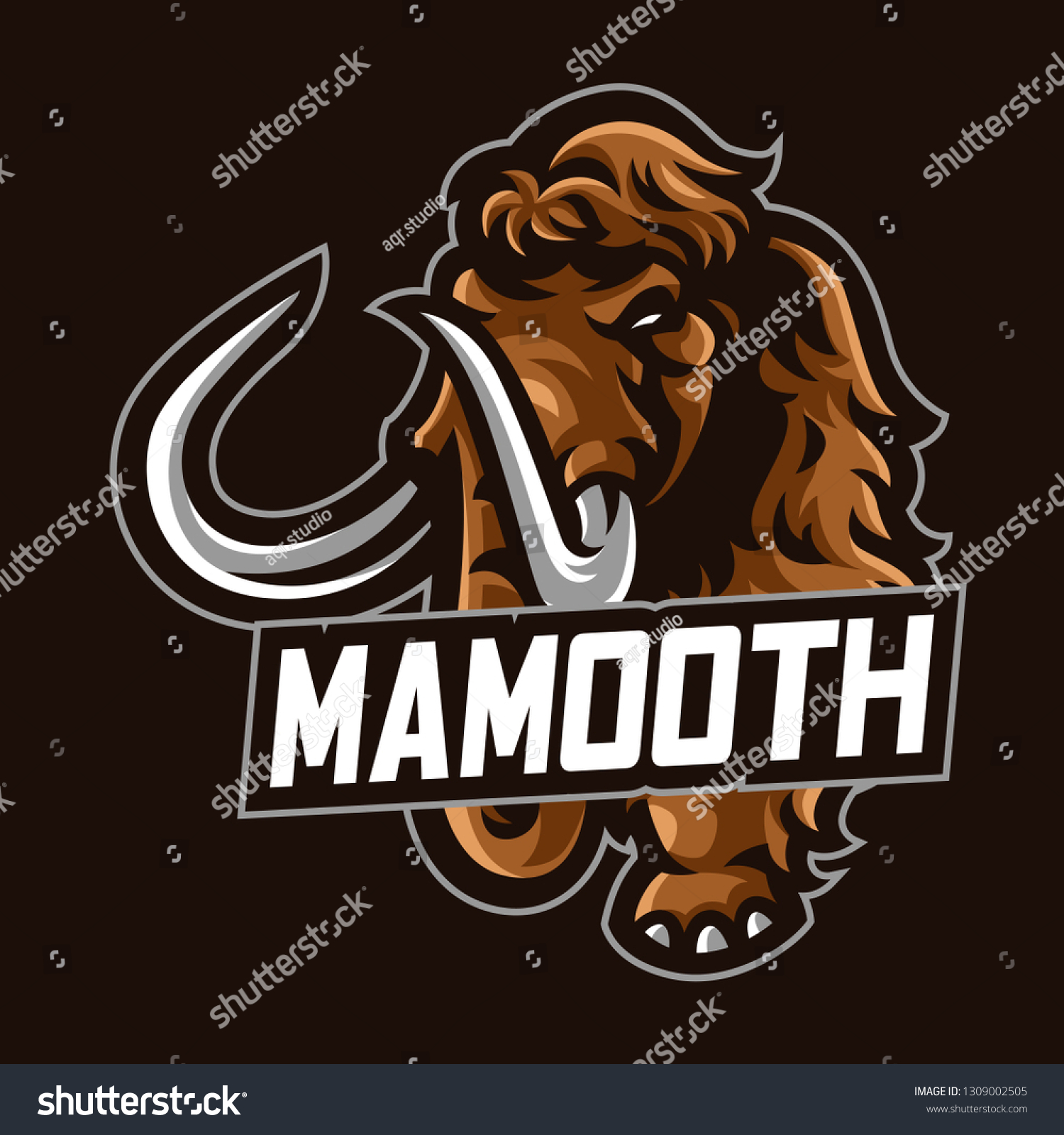 Mammoth Mascot Esport Logo All Elements Stock Vector Royalty Free 1309002505