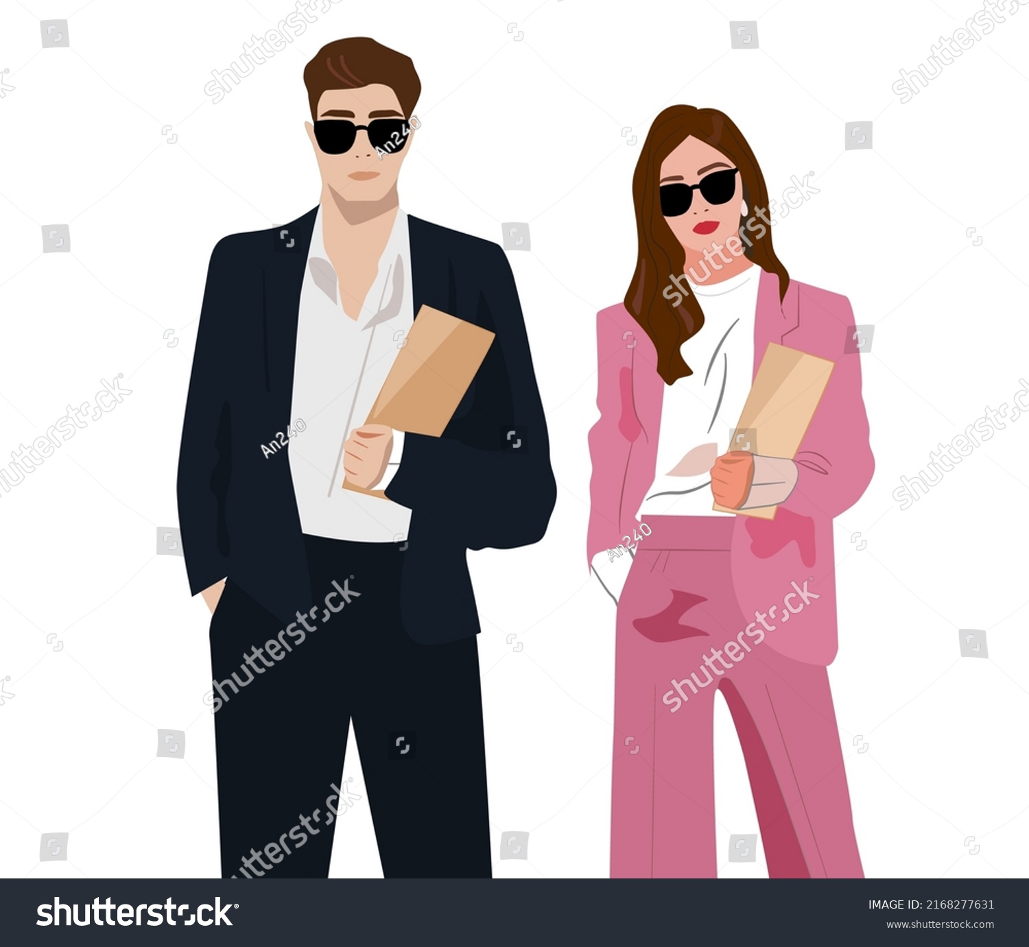 Man Woman Office Classic Suits Hold Stock Vector (Royalty Free ...