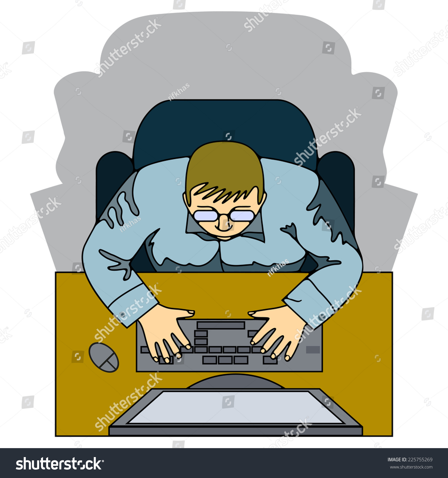 man working on computer, top view clip art preview