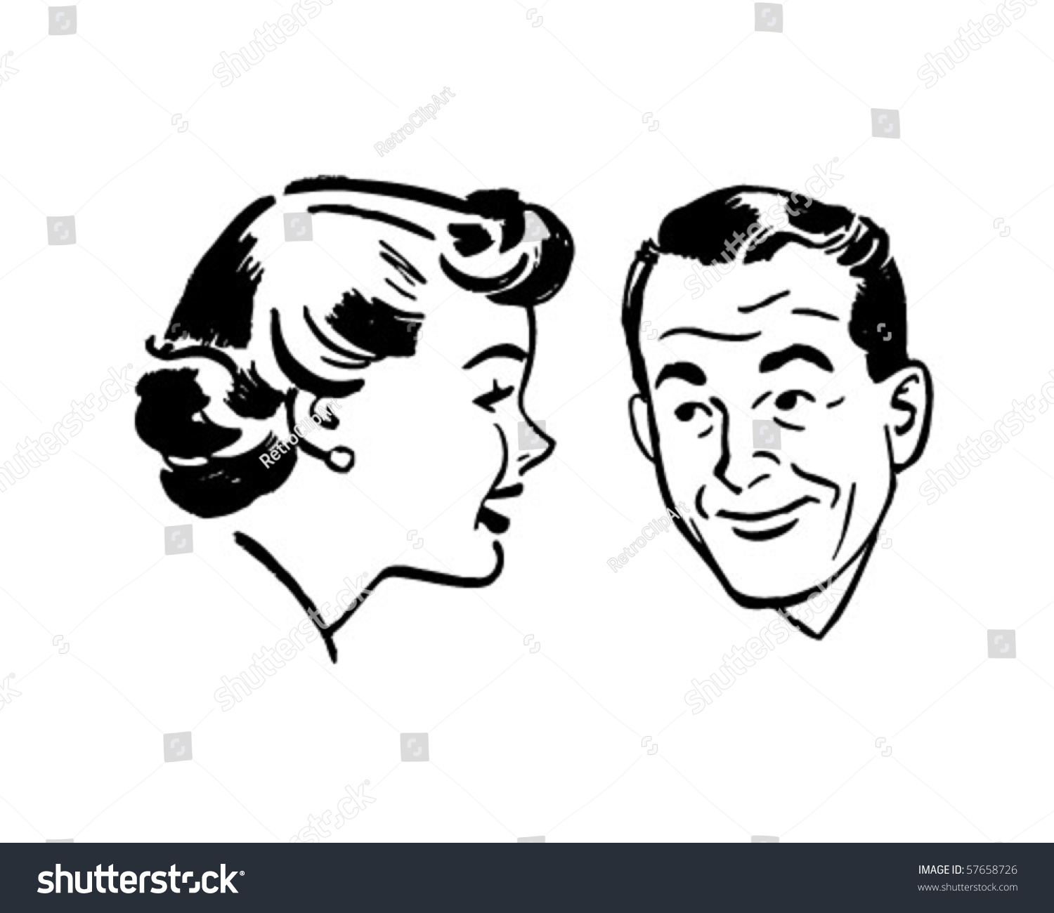 SVG of Man And Woman Chatting - Retro Clip Art svg