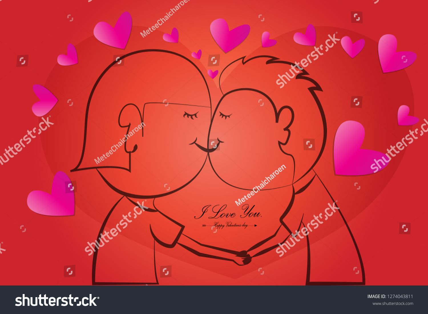 Man Woman Couple Kissing Love Silhouette Vector De Stock Libre De Regalías 1274043811